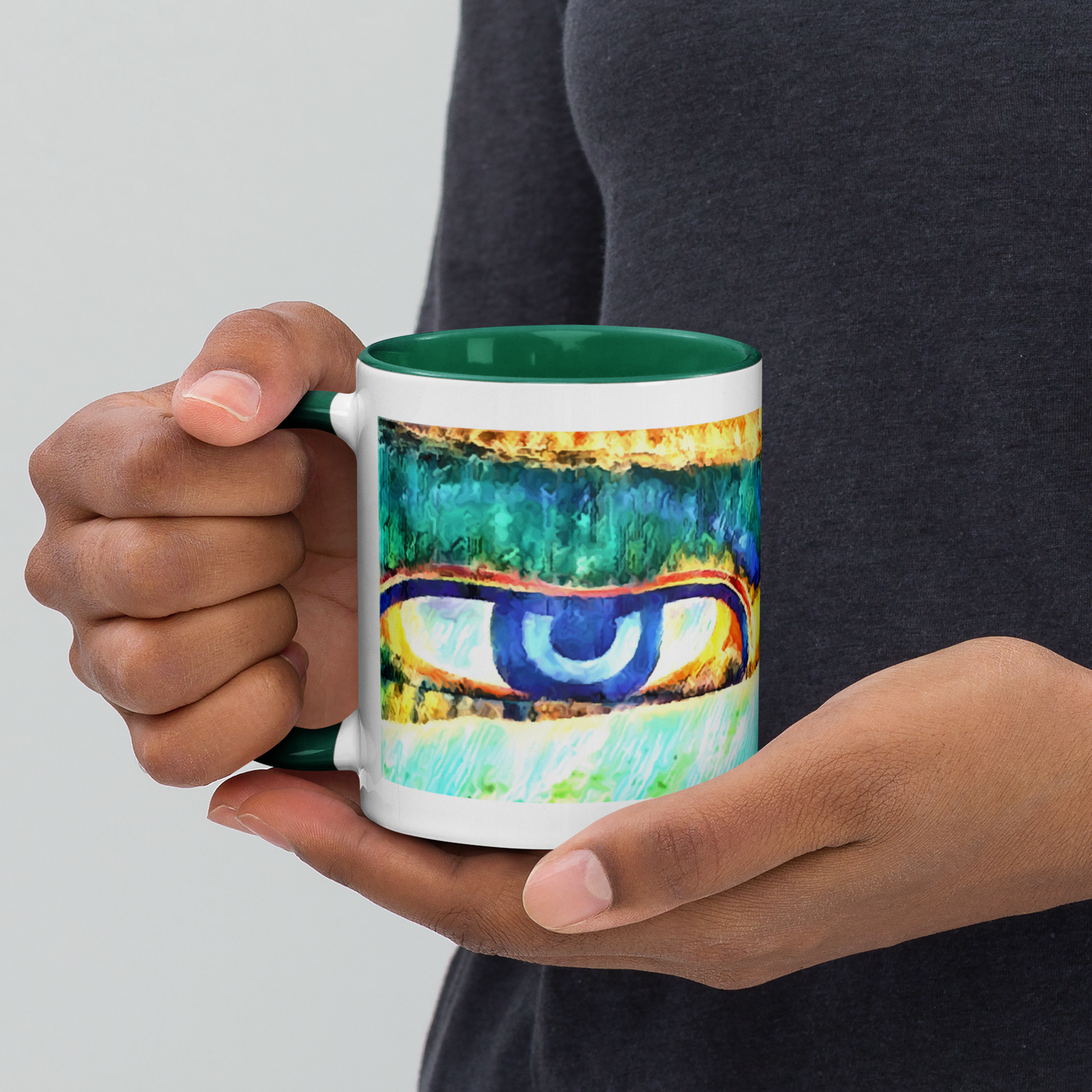 Ceramic Mug with Color Inside 'Just Seeing 2/5' artist-authorised edition of original artwork by Enmempin N. Midelobo