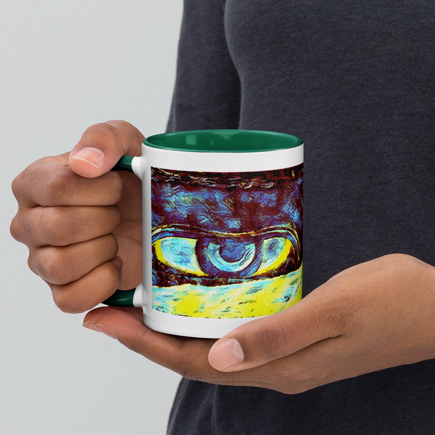 Ceramic Mug with Color Inside 'Just Seeing 4/5' artist-authorised edition of original artwork by Enmempin N. Midelobo