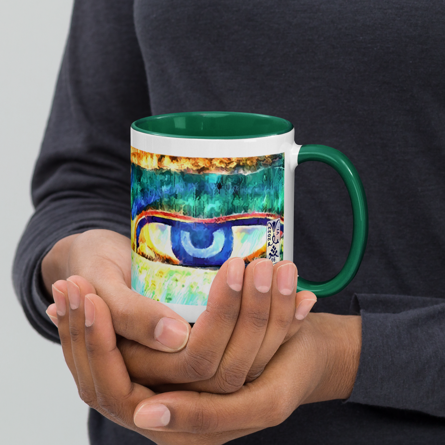 Ceramic Mug with Color Inside 'Just Seeing 2/5' artist-authorised edition of original artwork by Enmempin N. Midelobo
