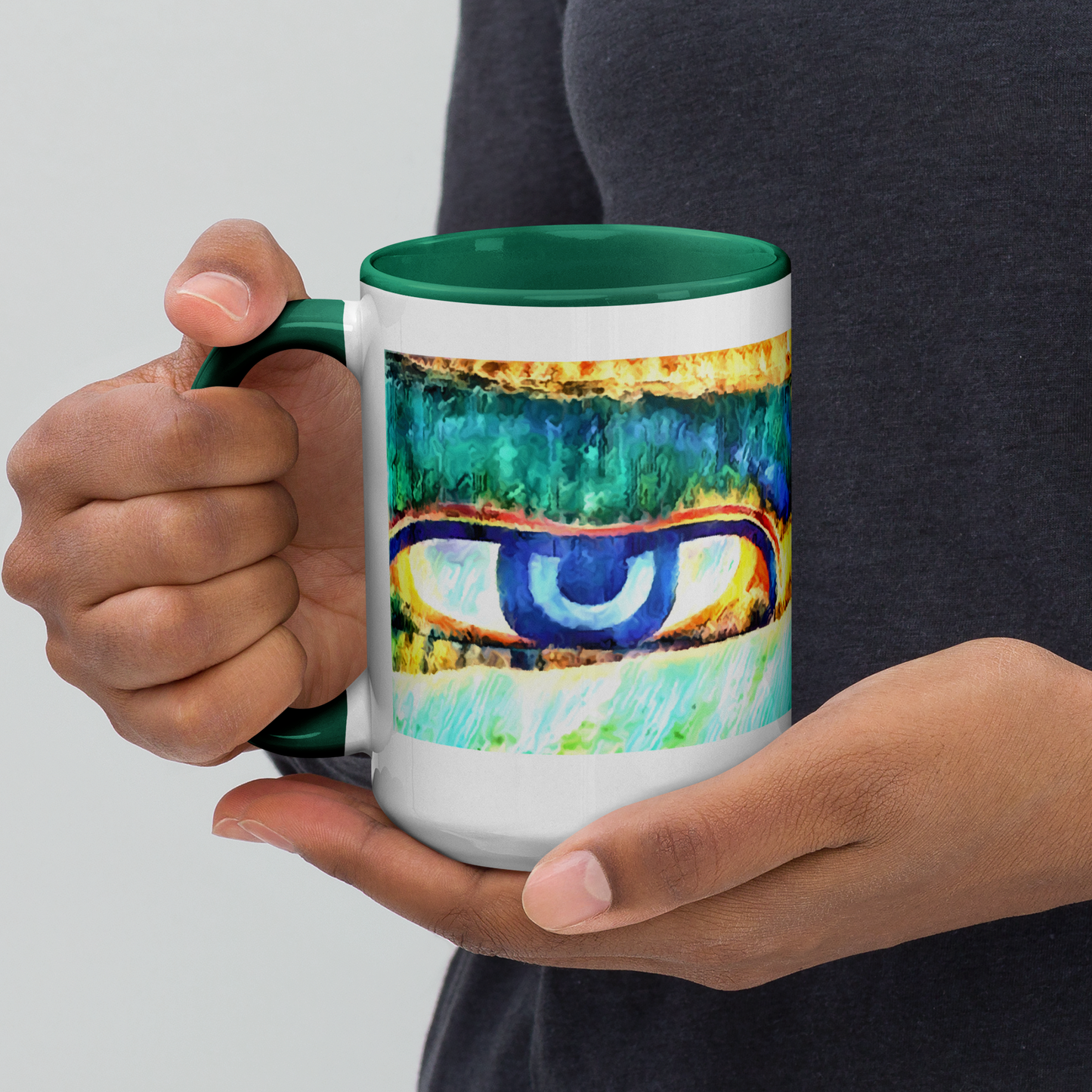 Ceramic Mug with Color Inside 'Just Seeing 2/5' artist-authorised edition of original artwork by Enmempin N. Midelobo