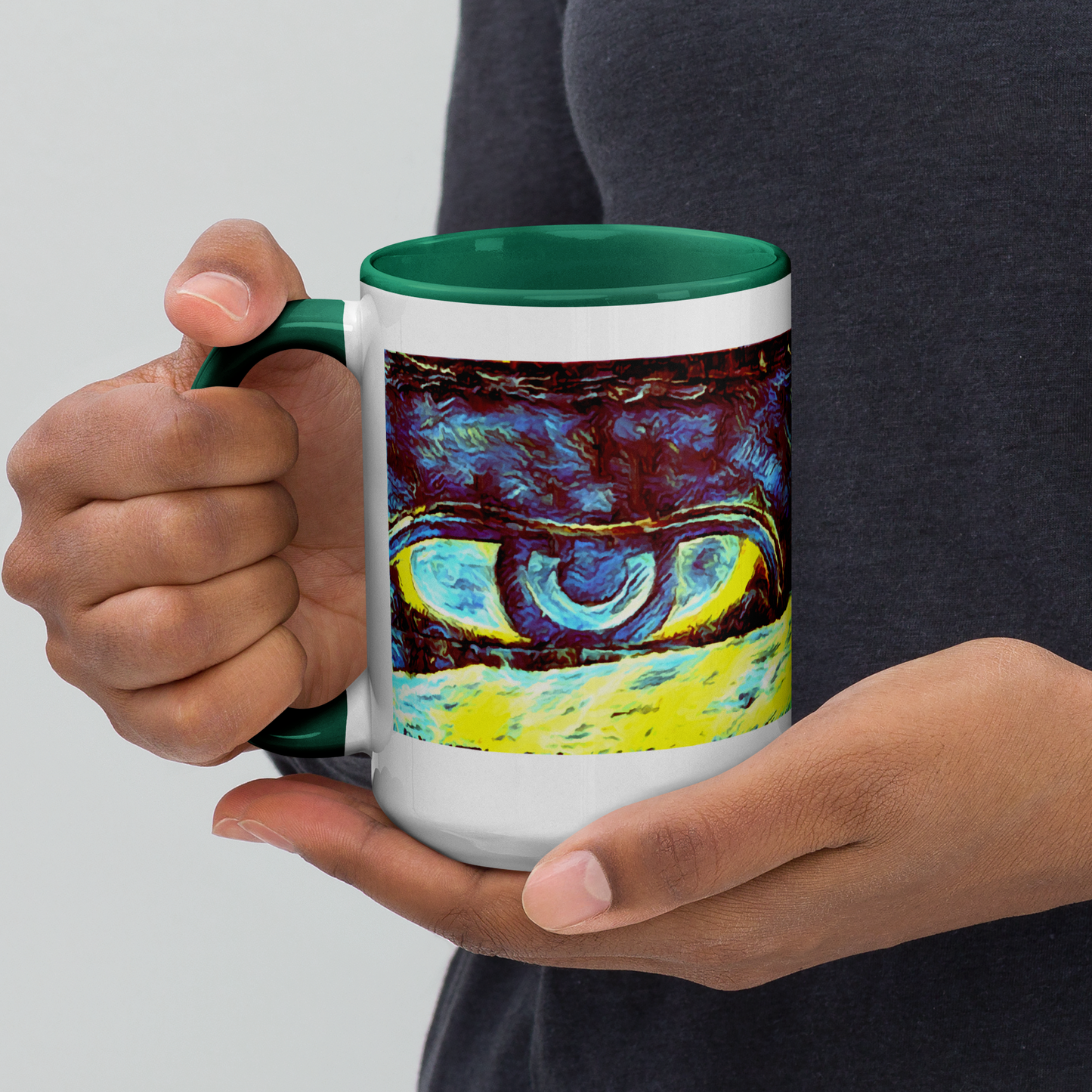 Ceramic Mug with Color Inside 'Just Seeing 4/5' artist-authorised edition of original artwork by Enmempin N. Midelobo