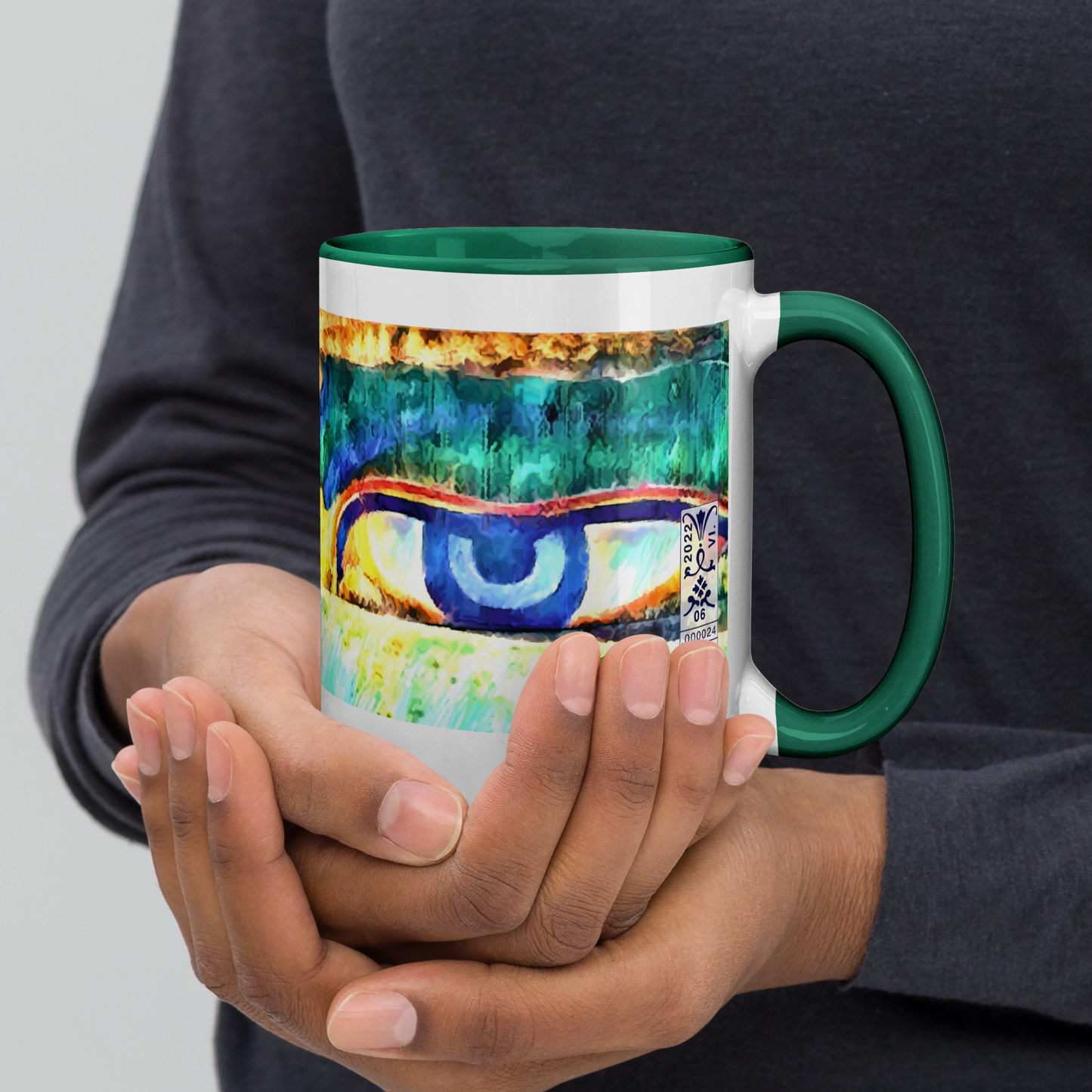 Ceramic Mug with Color Inside 'Just Seeing 2/5' artist-authorised edition of original artwork by Enmempin N. Midelobo