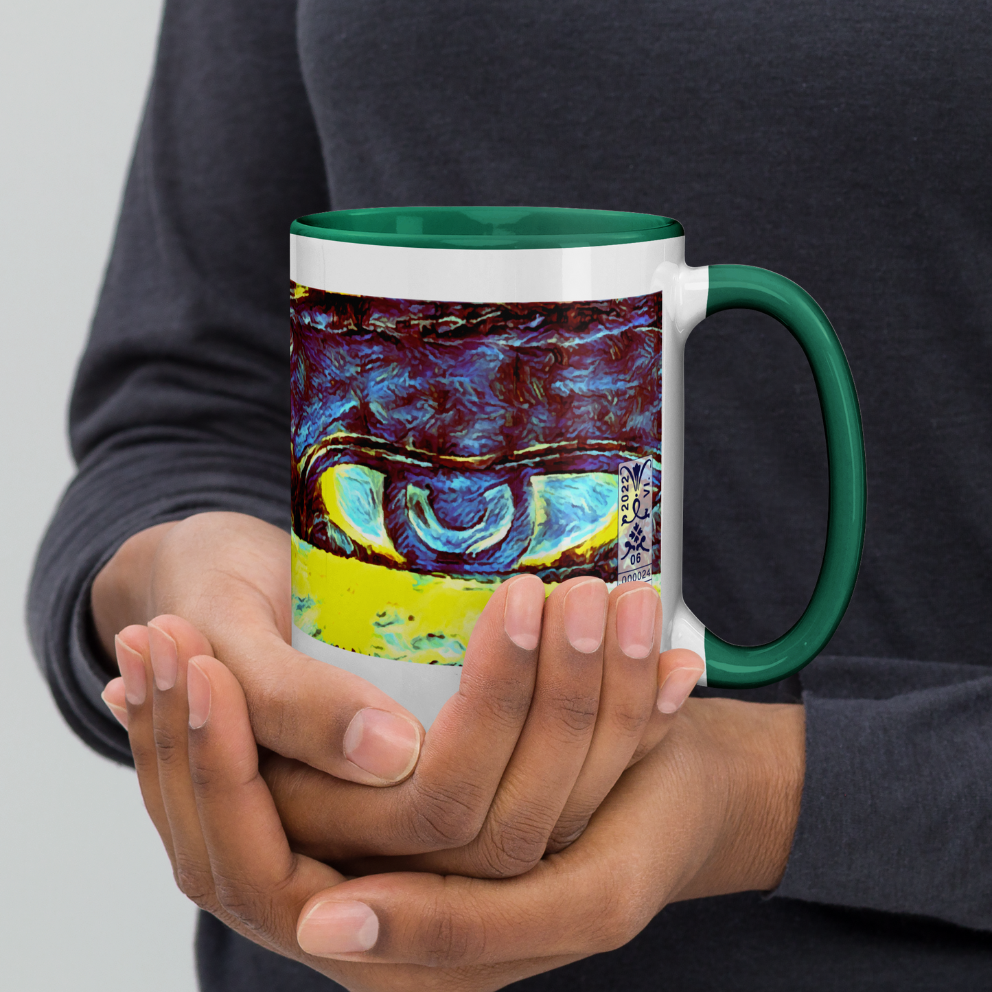 Ceramic Mug with Color Inside 'Just Seeing 4/5' artist-authorised edition of original artwork by Enmempin N. Midelobo