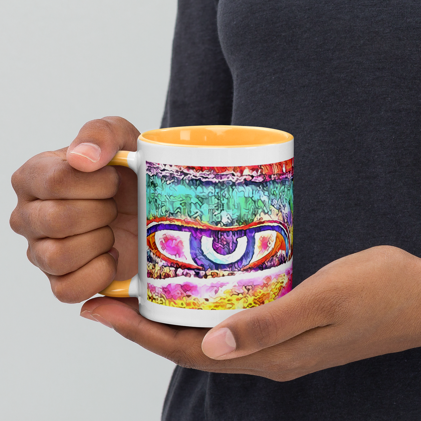 Ceramic Mug with Color Inside 'Just Seeing 1/5' artist-authorised edition of original artwork by Enmempin N. Midelobo