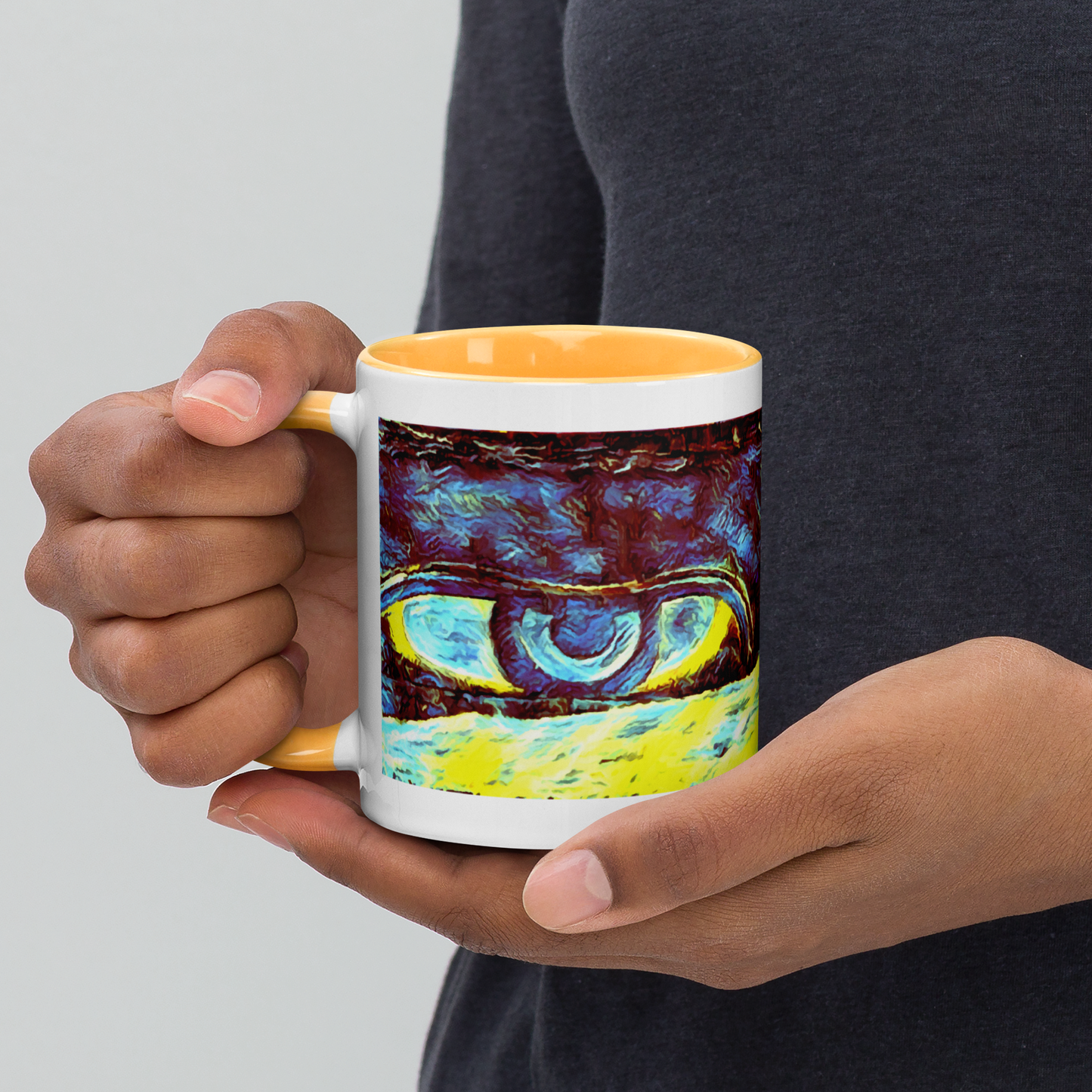 Ceramic Mug with Color Inside 'Just Seeing 4/5' artist-authorised edition of original artwork by Enmempin N. Midelobo