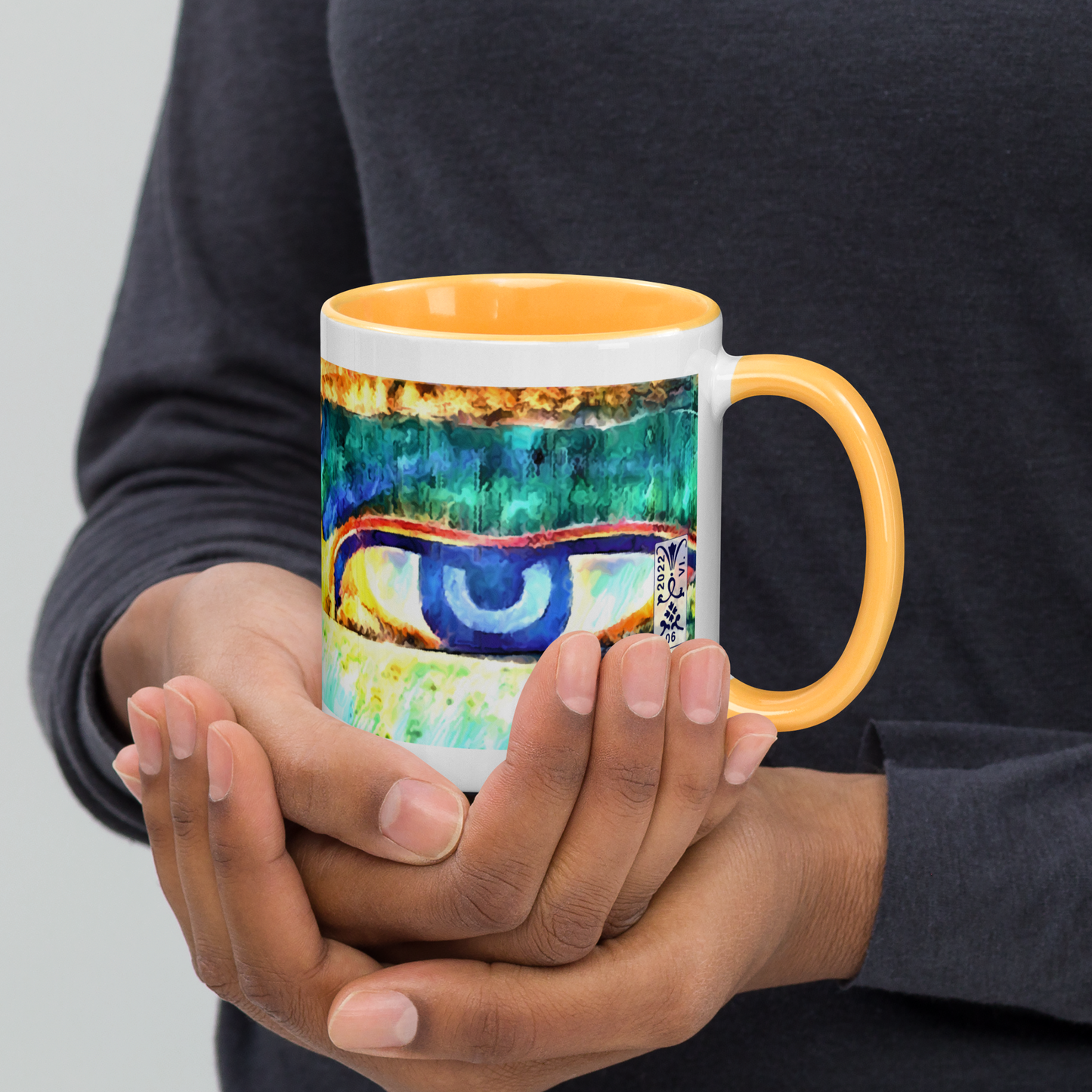 Ceramic Mug with Color Inside 'Just Seeing 2/5' artist-authorised edition of original artwork by Enmempin N. Midelobo