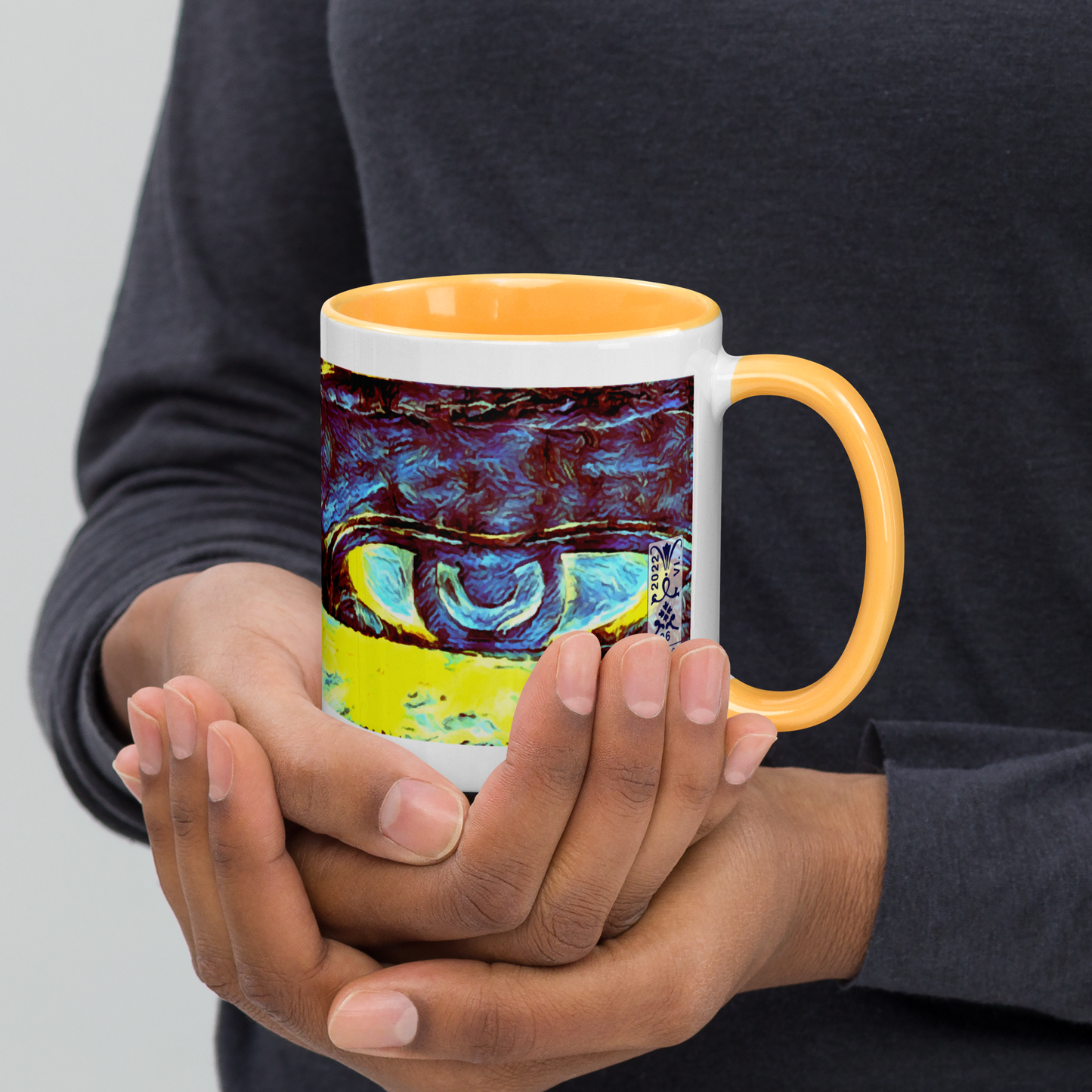 Ceramic Mug with Color Inside 'Just Seeing 4/5' artist-authorised edition of original artwork by Enmempin N. Midelobo