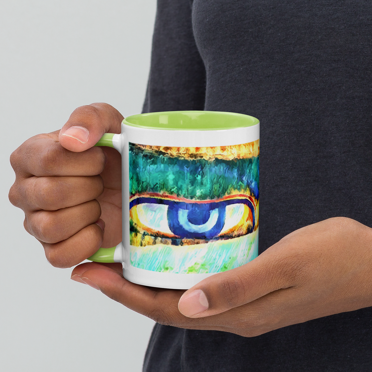 Ceramic Mug with Color Inside 'Just Seeing 2/5' artist-authorised edition of original artwork by Enmempin N. Midelobo