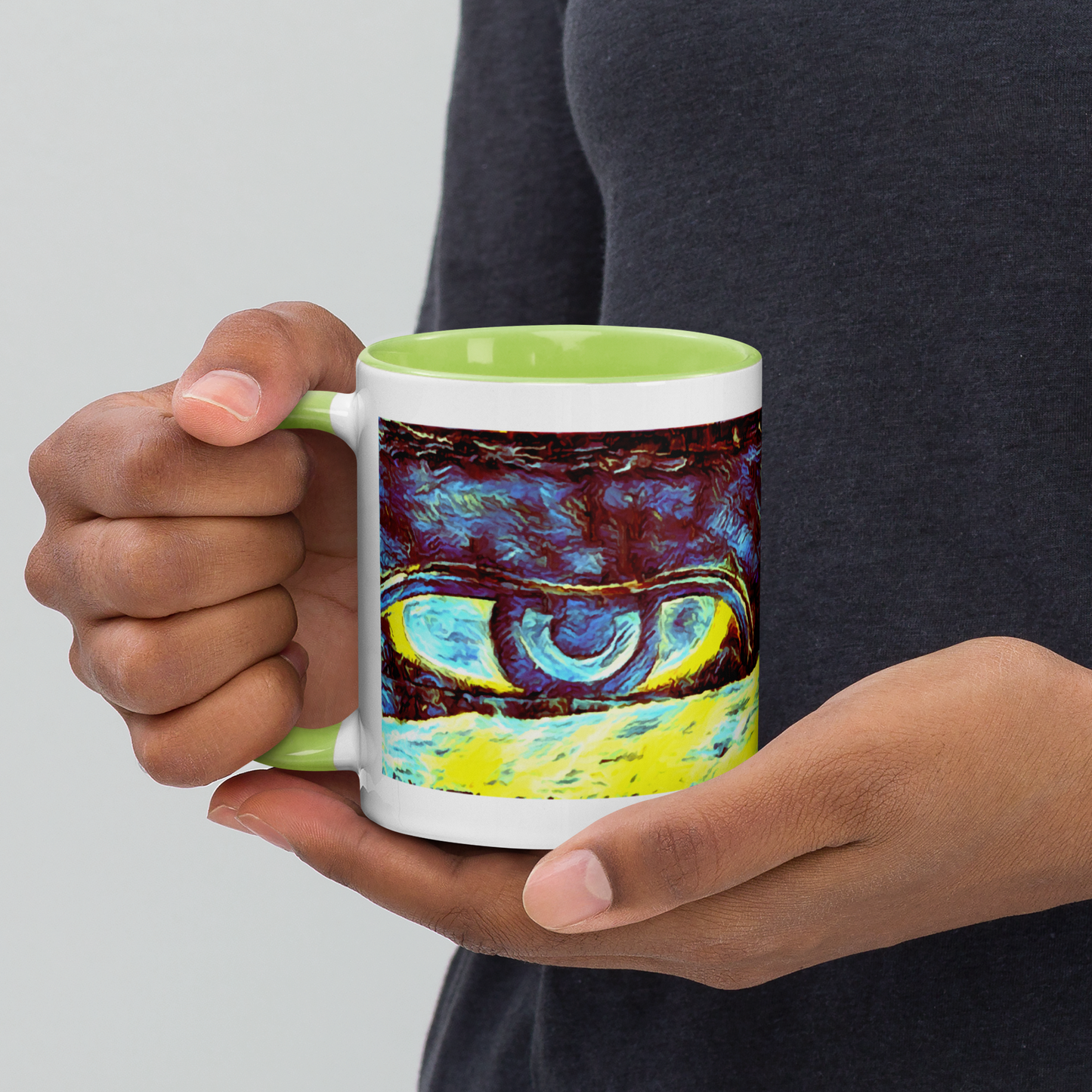 Ceramic Mug with Color Inside 'Just Seeing 4/5' artist-authorised edition of original artwork by Enmempin N. Midelobo
