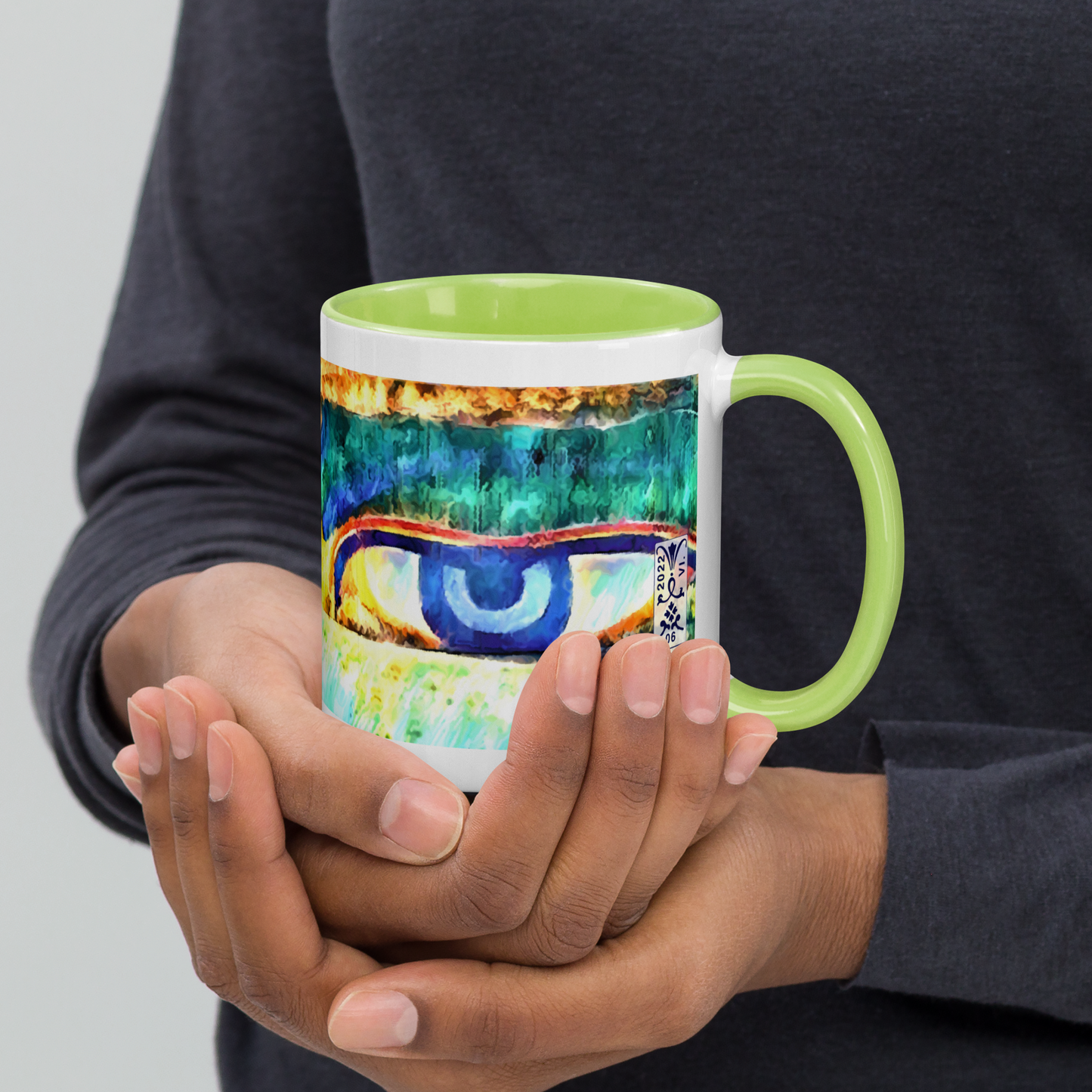 Ceramic Mug with Color Inside 'Just Seeing 2/5' artist-authorised edition of original artwork by Enmempin N. Midelobo