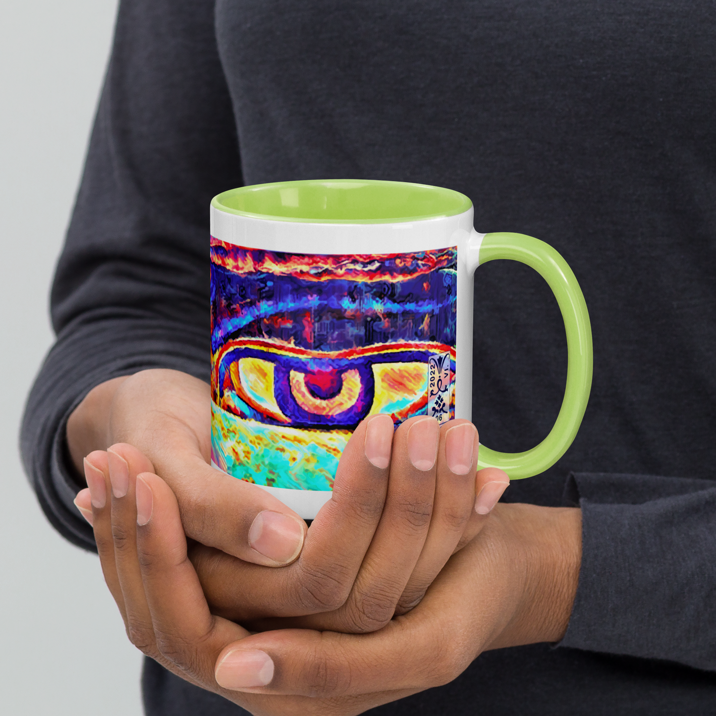 Ceramic Mug with Color Inside 'Just Seeing 5/5' artist-authorised edition of original artwork by Enmempin N. Midelobo