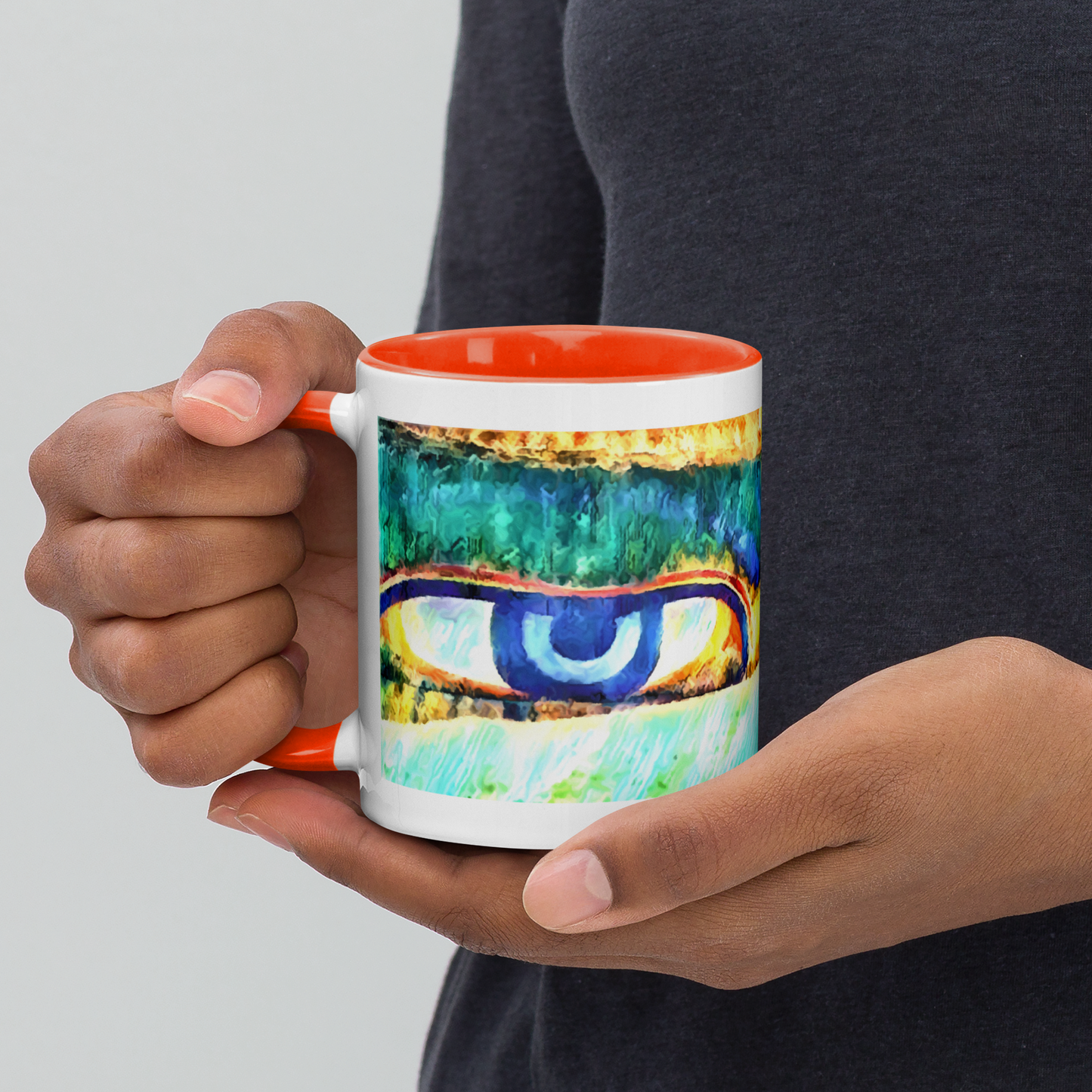 Ceramic Mug with Color Inside 'Just Seeing 2/5' artist-authorised edition of original artwork by Enmempin N. Midelobo