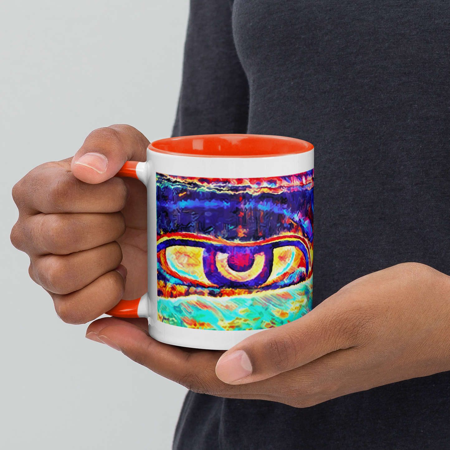 Ceramic Mug with Color Inside 'Just Seeing 5/5' artist-authorised edition of original artwork by Enmempin N. Midelobo