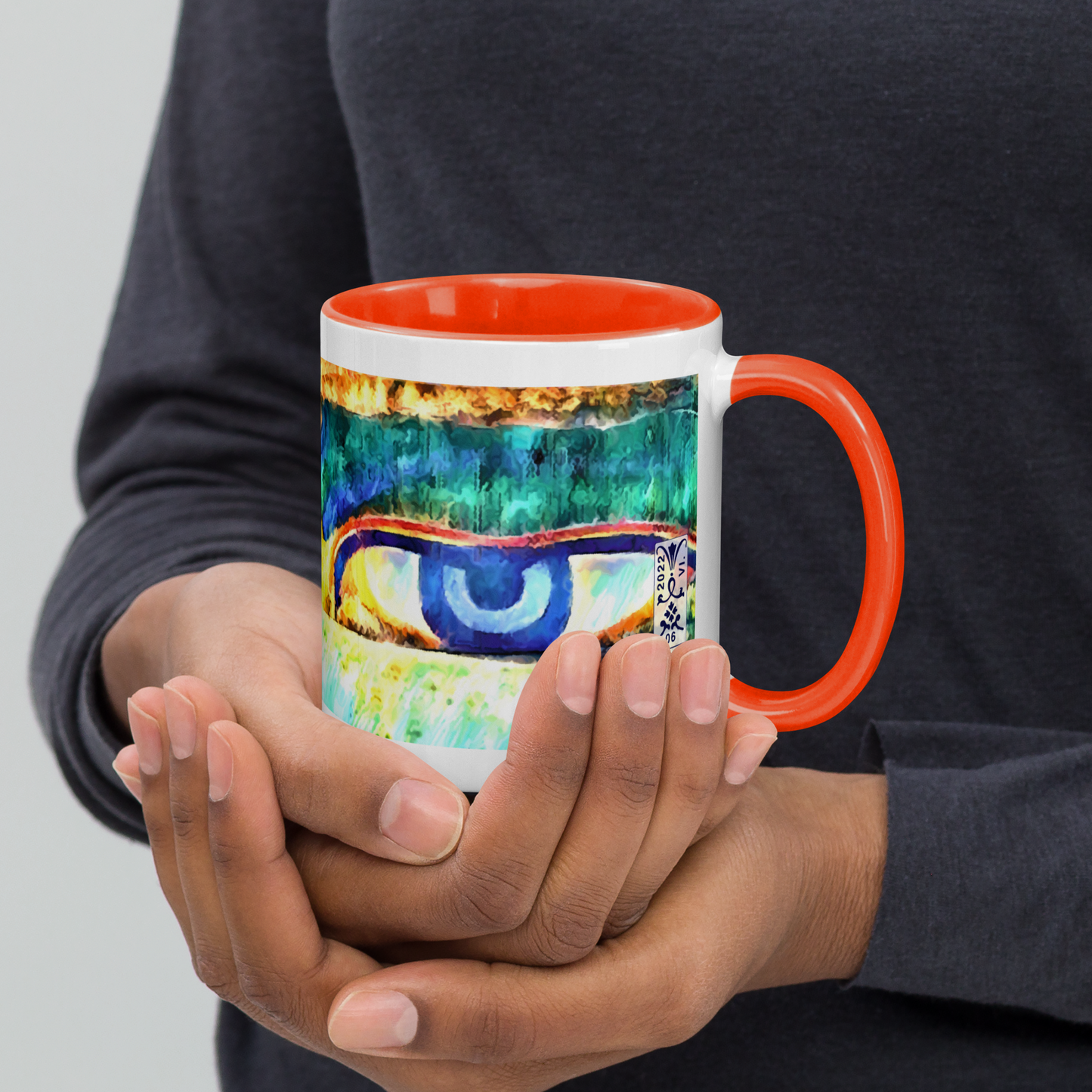 Ceramic Mug with Color Inside 'Just Seeing 2/5' artist-authorised edition of original artwork by Enmempin N. Midelobo