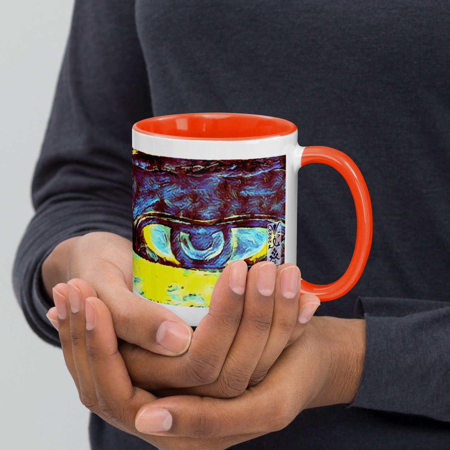 Ceramic Mug with Color Inside 'Just Seeing 4/5' artist-authorised edition of original artwork by Enmempin N. Midelobo