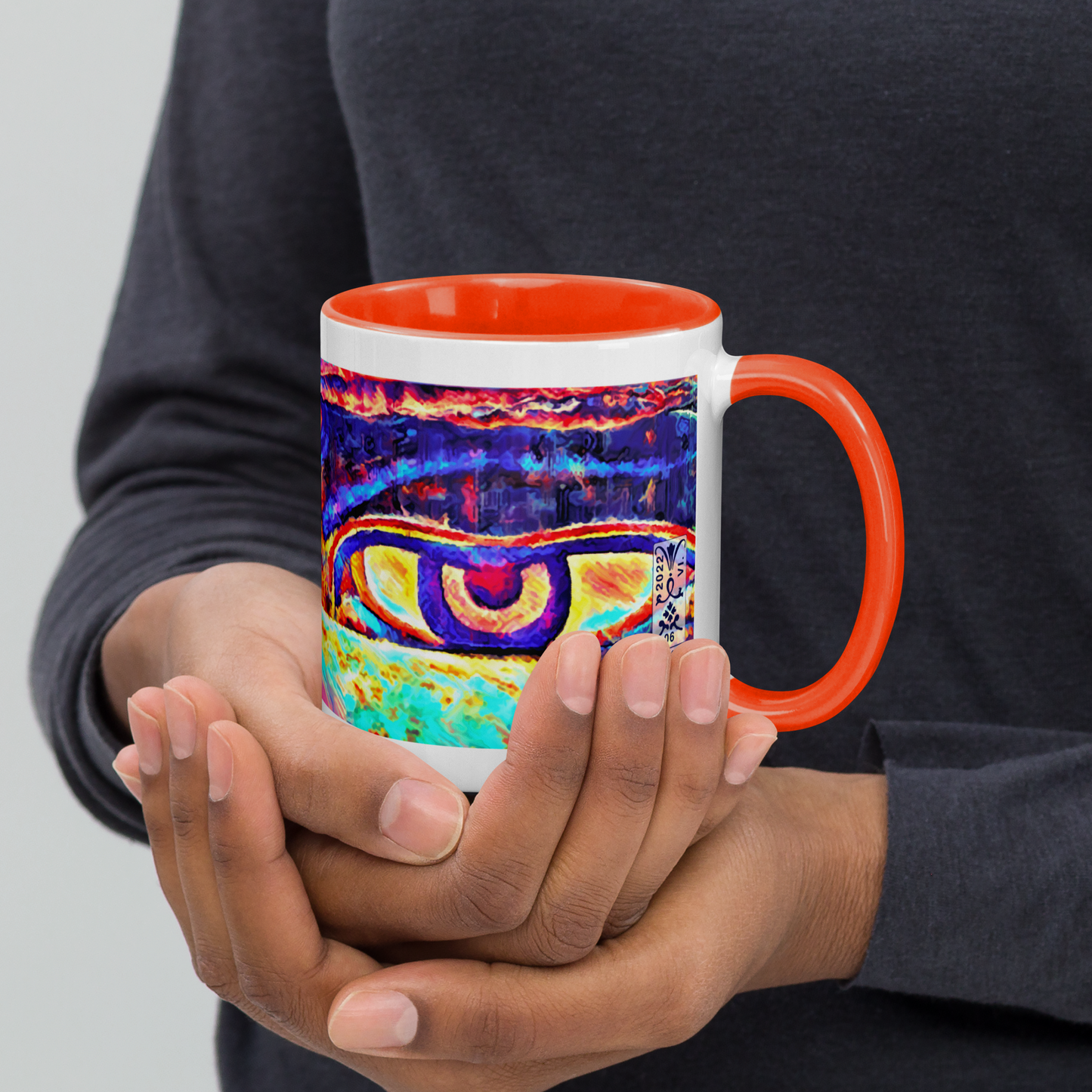 Ceramic Mug with Color Inside 'Just Seeing 5/5' artist-authorised edition of original artwork by Enmempin N. Midelobo