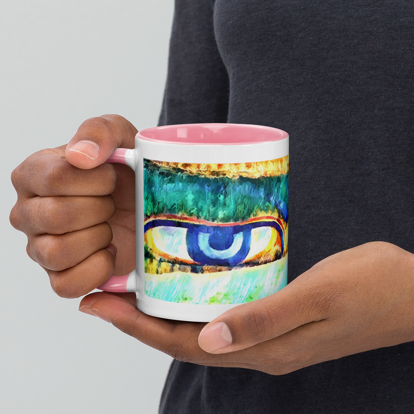 Ceramic Mug with Color Inside 'Just Seeing 2/5' artist-authorised edition of original artwork by Enmempin N. Midelobo