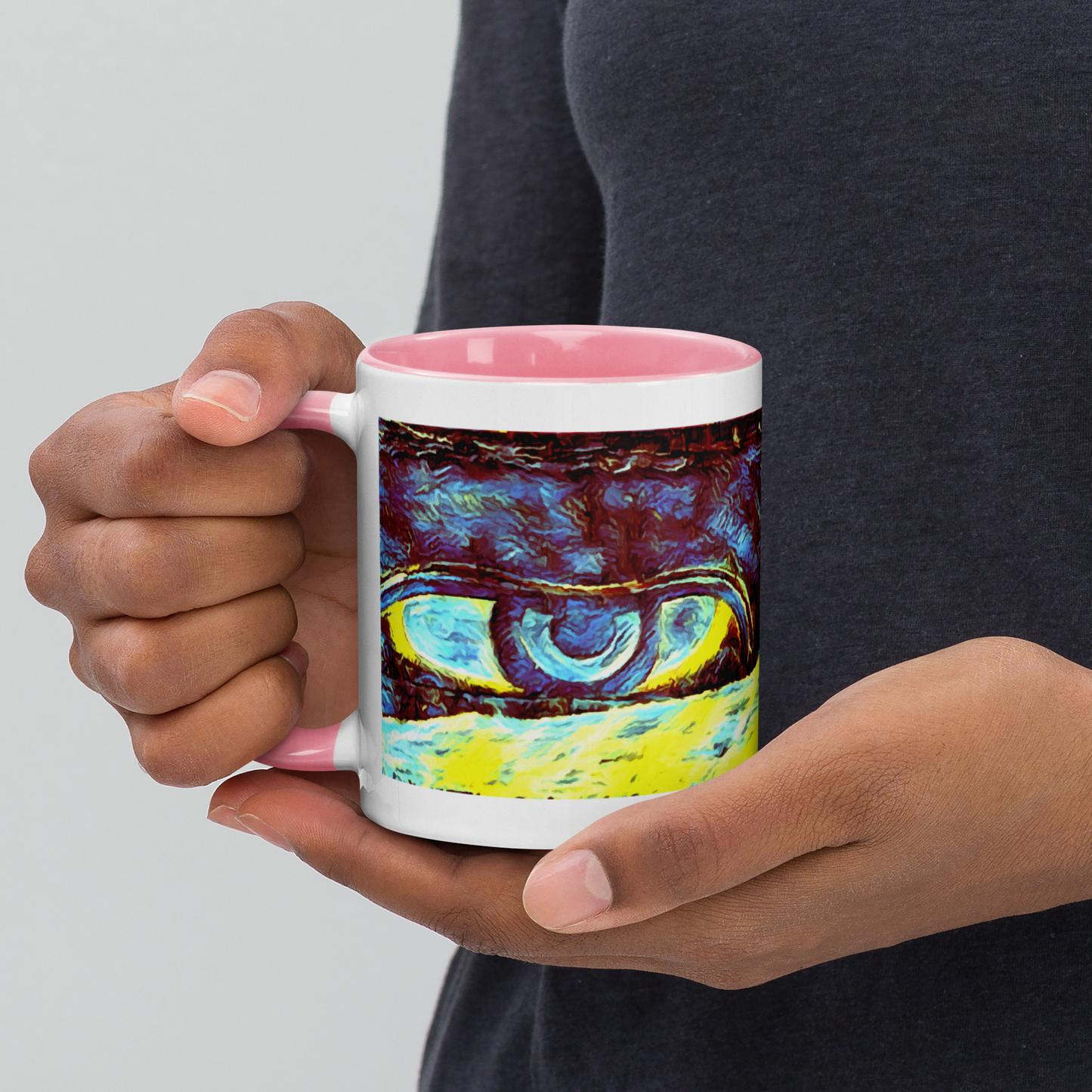 Ceramic Mug with Color Inside 'Just Seeing 4/5' artist-authorised edition of original artwork by Enmempin N. Midelobo
