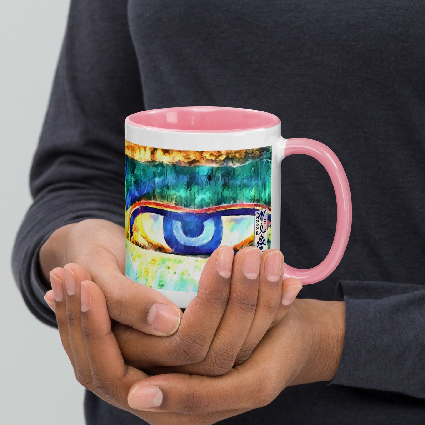 Ceramic Mug with Color Inside 'Just Seeing 2/5' artist-authorised edition of original artwork by Enmempin N. Midelobo