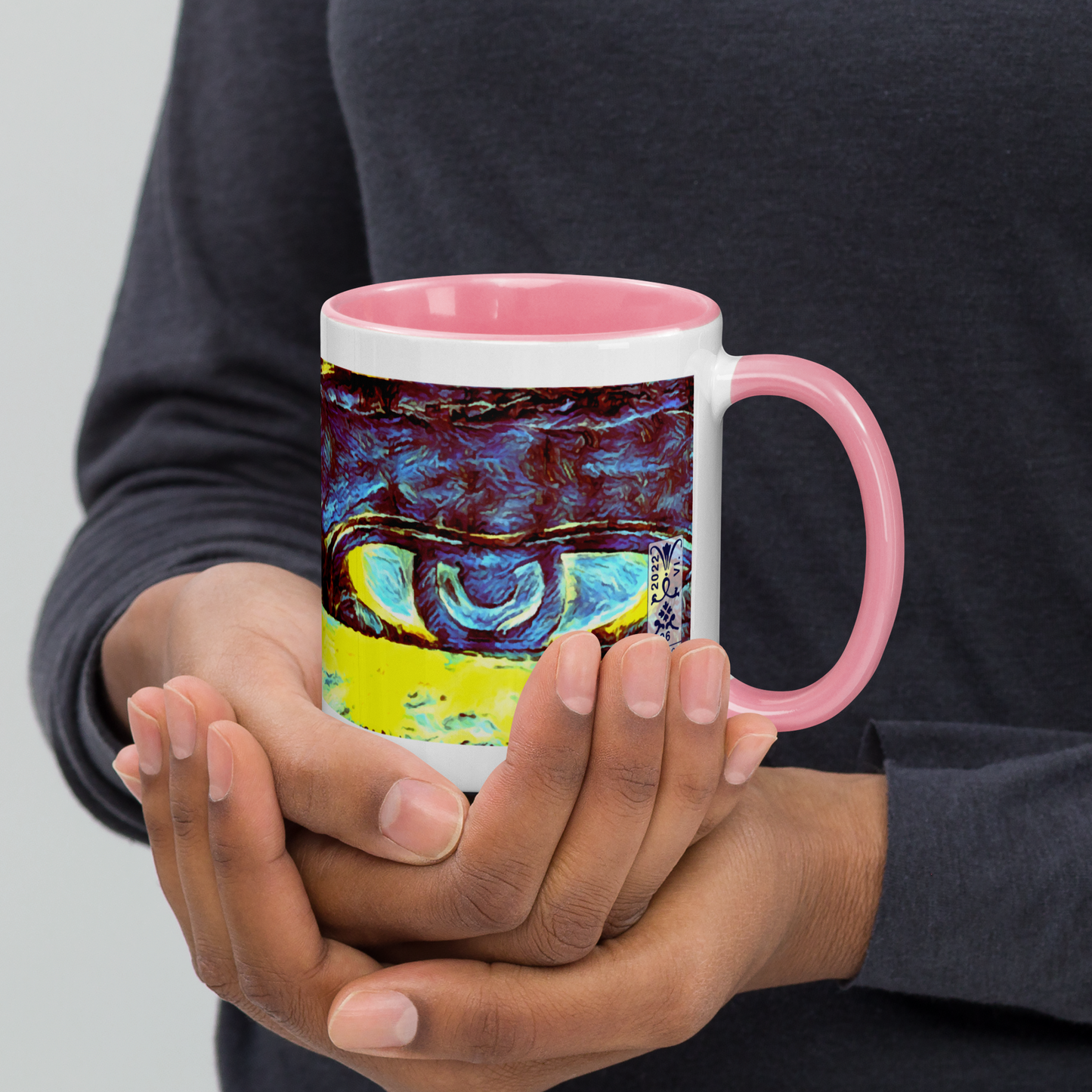 Ceramic Mug with Color Inside 'Just Seeing 4/5' artist-authorised edition of original artwork by Enmempin N. Midelobo