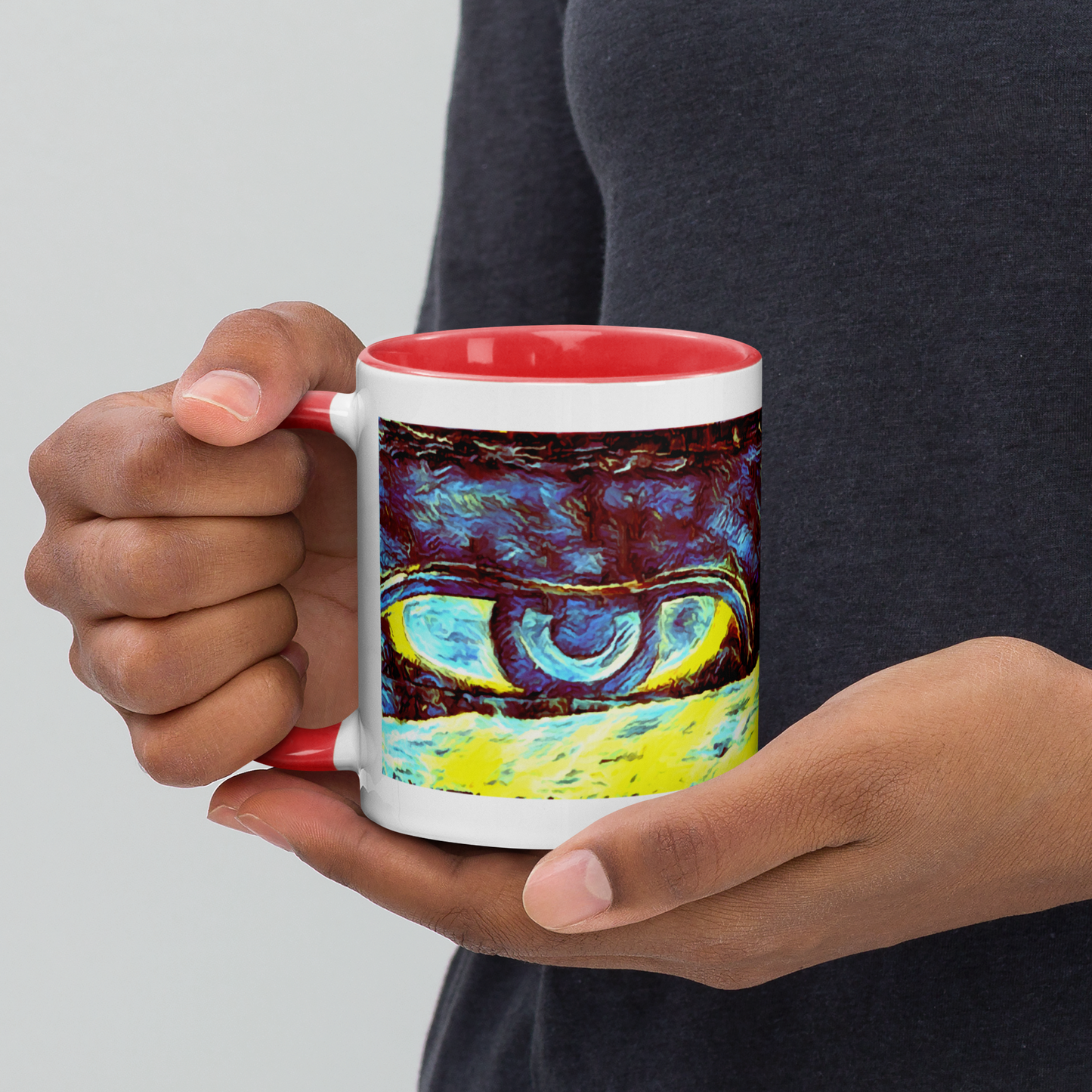 Ceramic Mug with Color Inside 'Just Seeing 4/5' artist-authorised edition of original artwork by Enmempin N. Midelobo