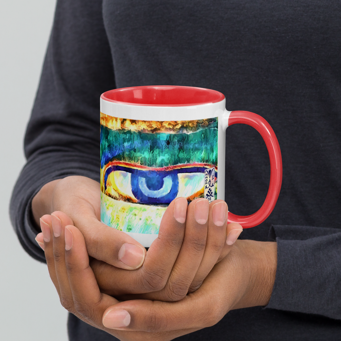 Ceramic Mug with Color Inside 'Just Seeing 2/5' artist-authorised edition of original artwork by Enmempin N. Midelobo