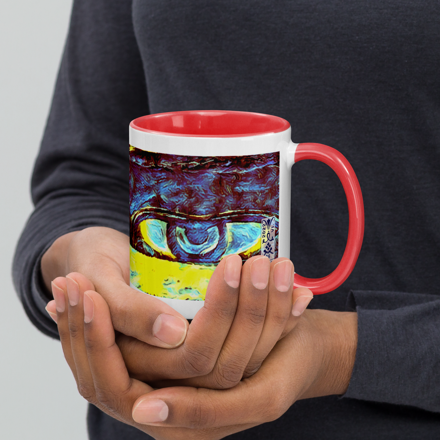 Ceramic Mug with Color Inside 'Just Seeing 4/5' artist-authorised edition of original artwork by Enmempin N. Midelobo