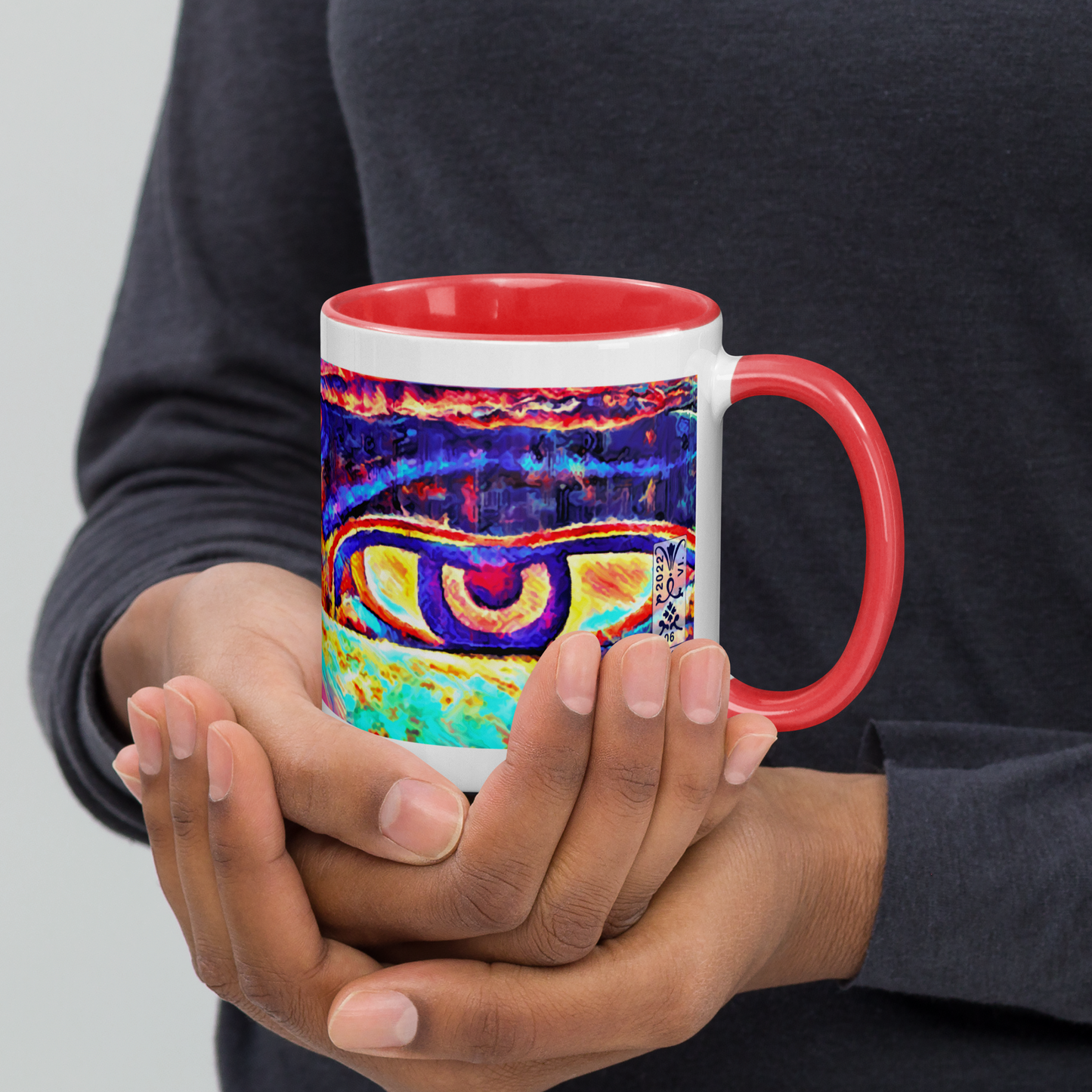 Ceramic Mug with Color Inside 'Just Seeing 5/5' artist-authorised edition of original artwork by Enmempin N. Midelobo