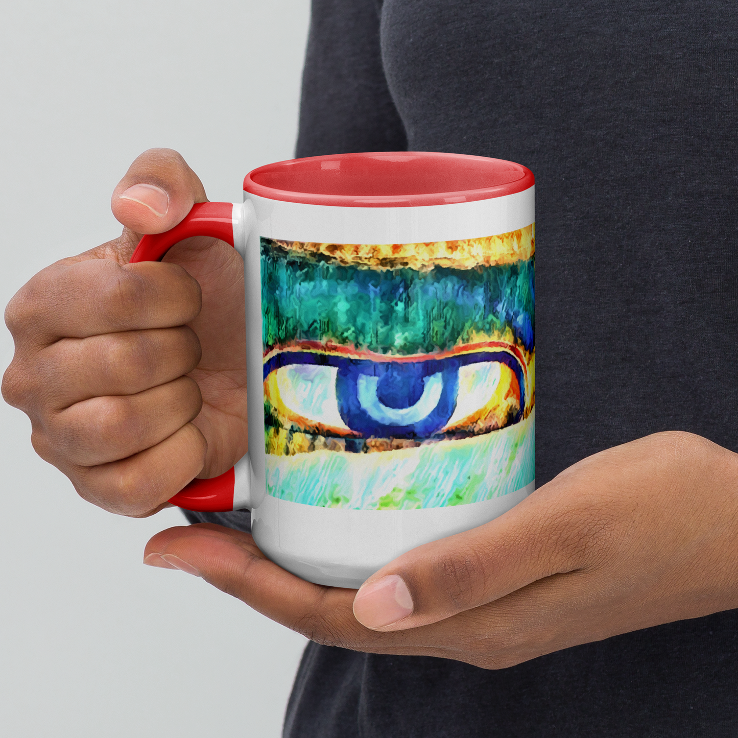 Ceramic Mug with Color Inside 'Just Seeing 2/5' artist-authorised edition of original artwork by Enmempin N. Midelobo