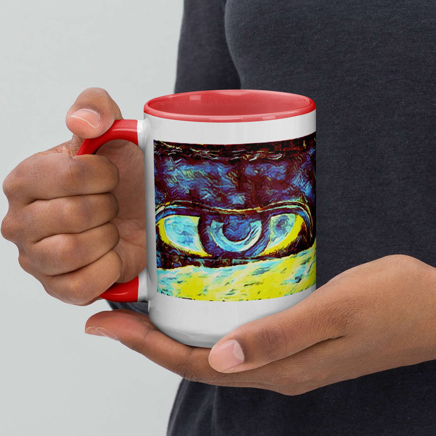 Ceramic Mug with Color Inside 'Just Seeing 4/5' artist-authorised edition of original artwork by Enmempin N. Midelobo