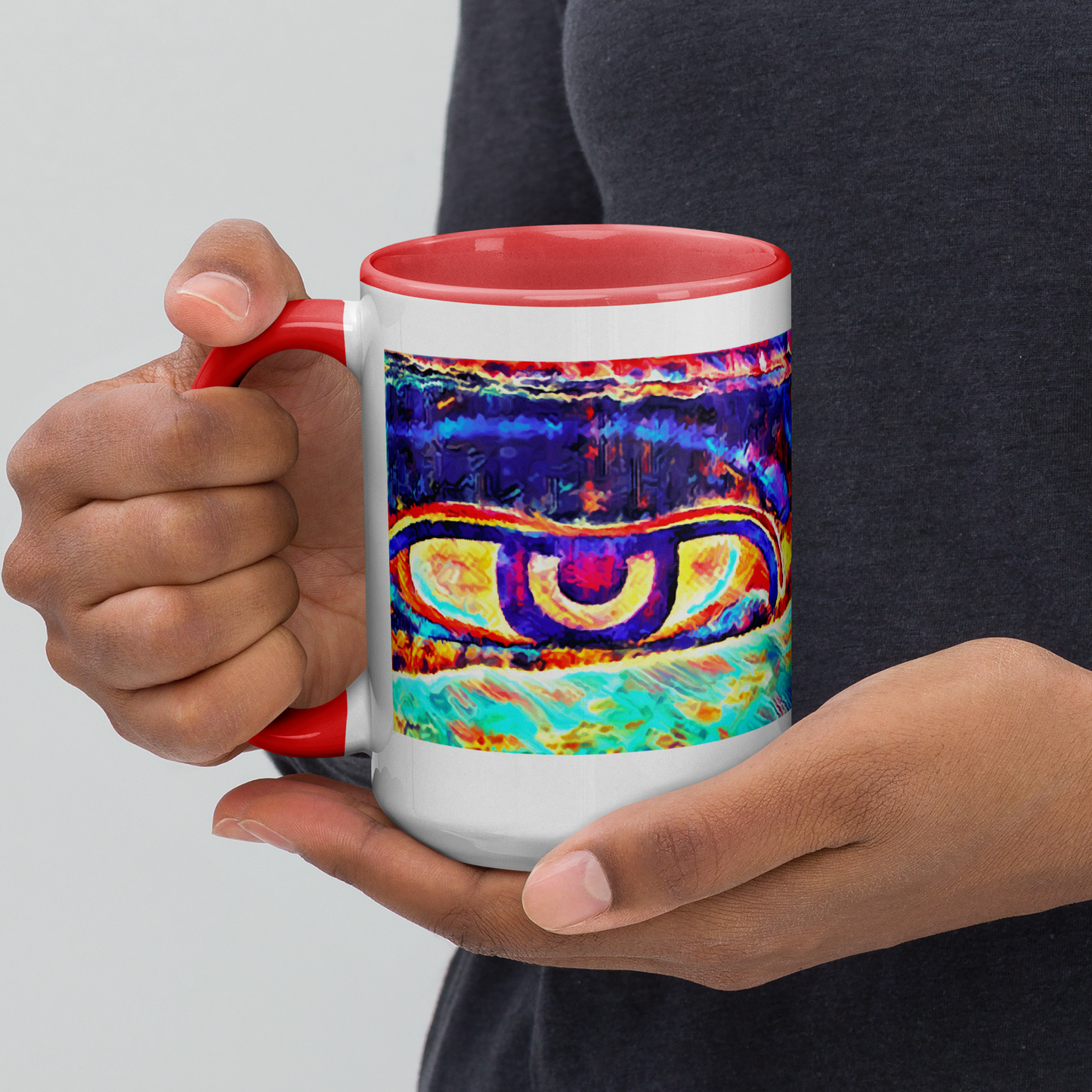 Ceramic Mug with Color Inside 'Just Seeing 5/5' artist-authorised edition of original artwork by Enmempin N. Midelobo