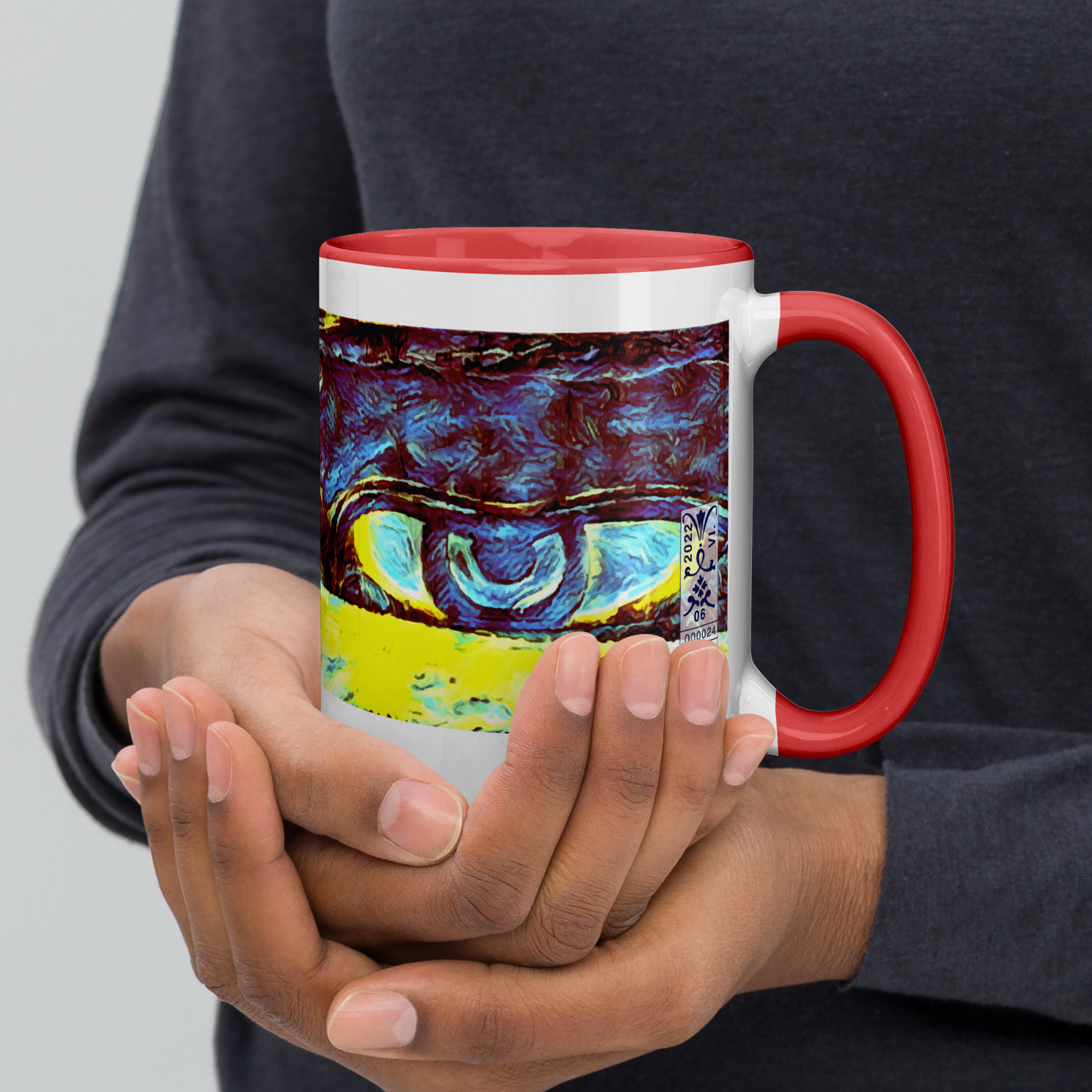 Ceramic Mug with Color Inside 'Just Seeing 4/5' artist-authorised edition of original artwork by Enmempin N. Midelobo