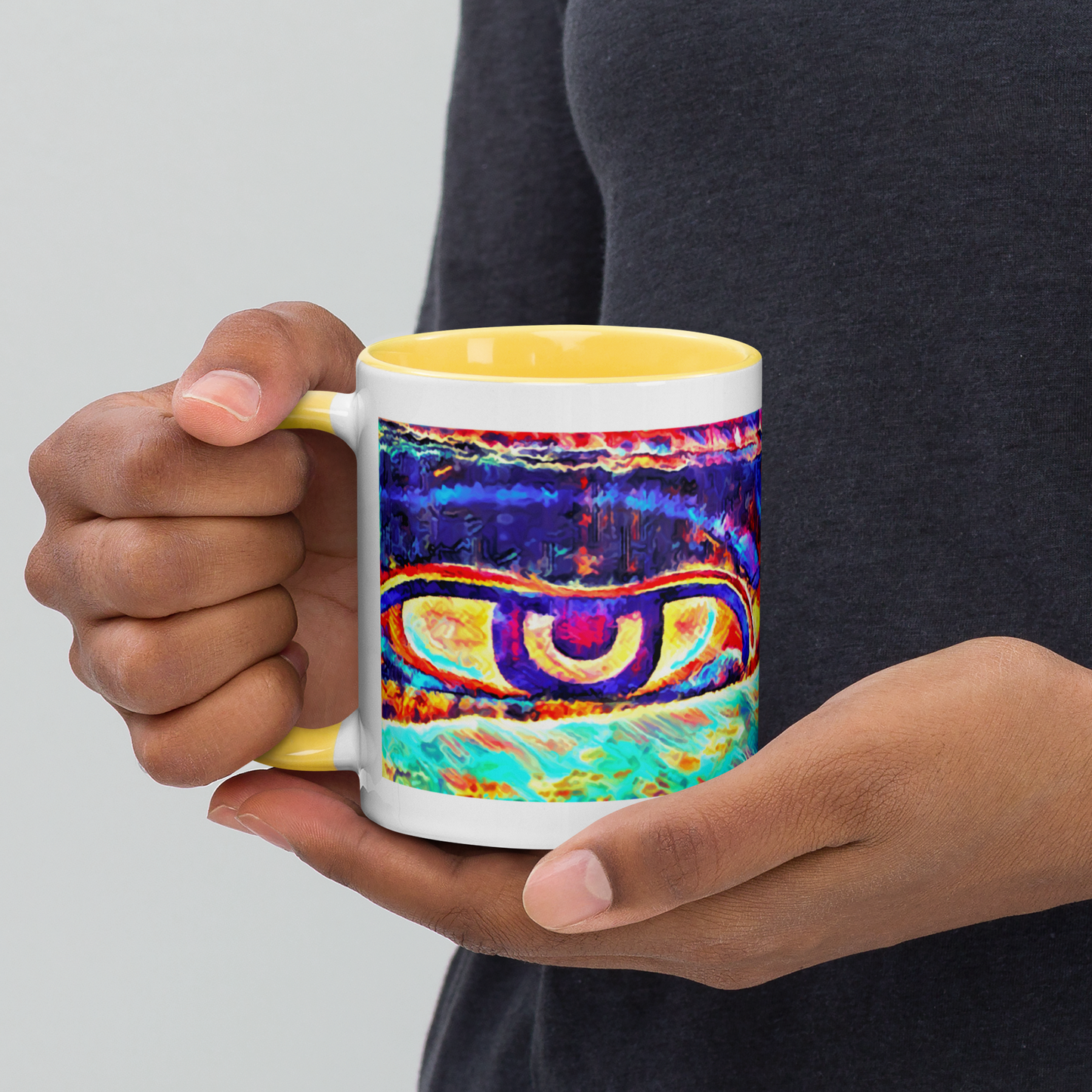 Ceramic Mug with Color Inside 'Just Seeing 5/5' artist-authorised edition of original artwork by Enmempin N. Midelobo