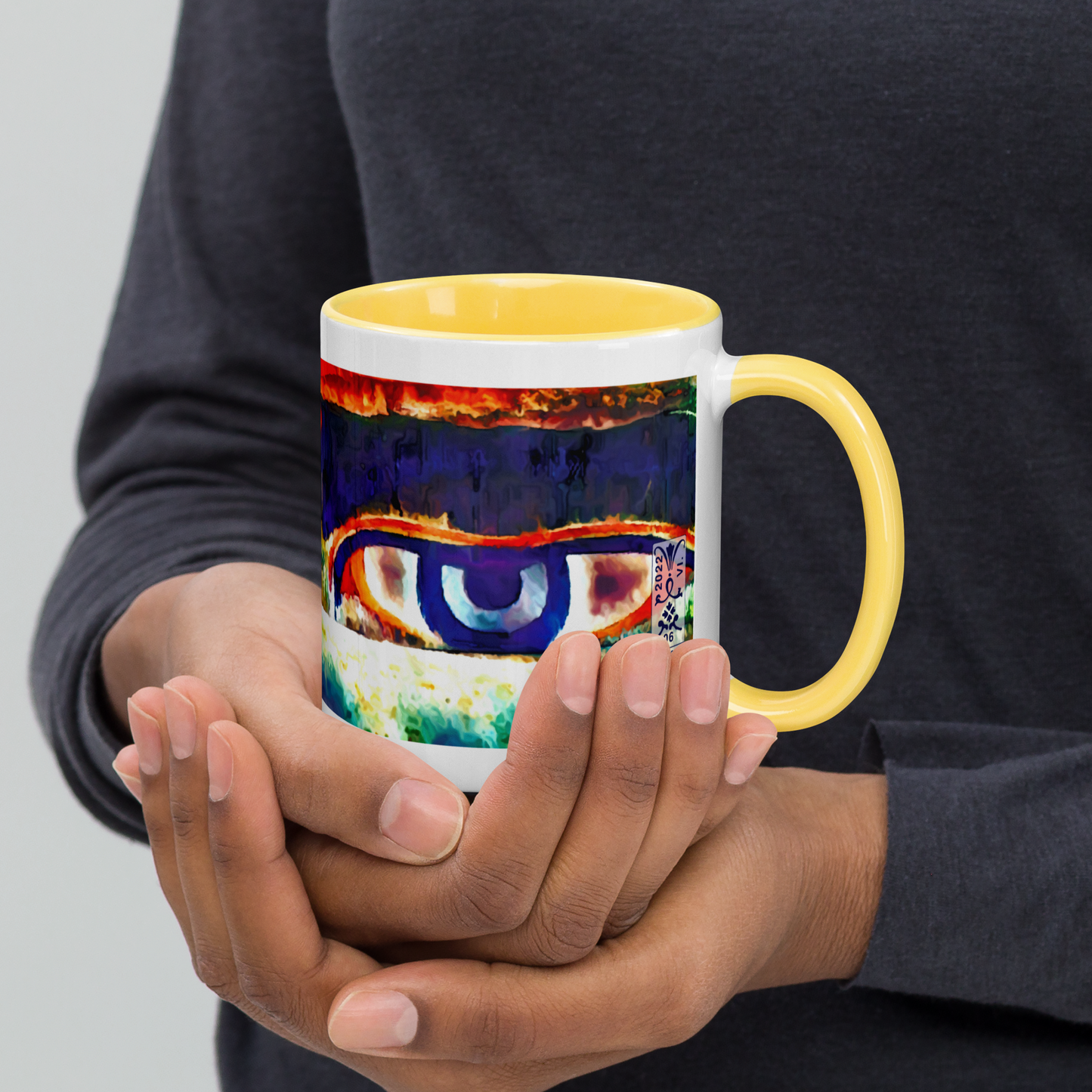 Ceramic Mug with Color Inside 'Just Seeing 3/5' artist-authorised edition of original artwork by Enmempin N. Midelobo
