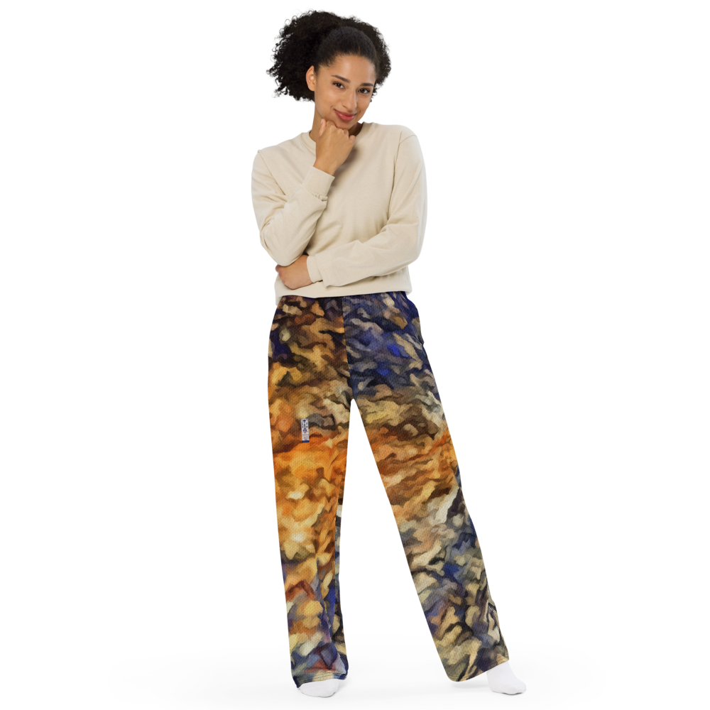 Unisex wide-leg pants 'Be Like The Cloud 3/7' artist-authorised edition of original artwork by Enmempin N. Midelobo