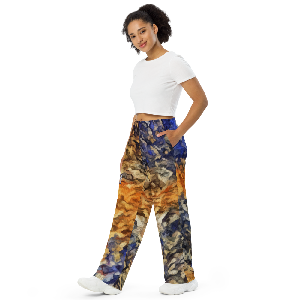 Unisex wide-leg pants 'Be Like The Cloud 3/7' artist-authorised edition of original artwork by Enmempin N. Midelobo