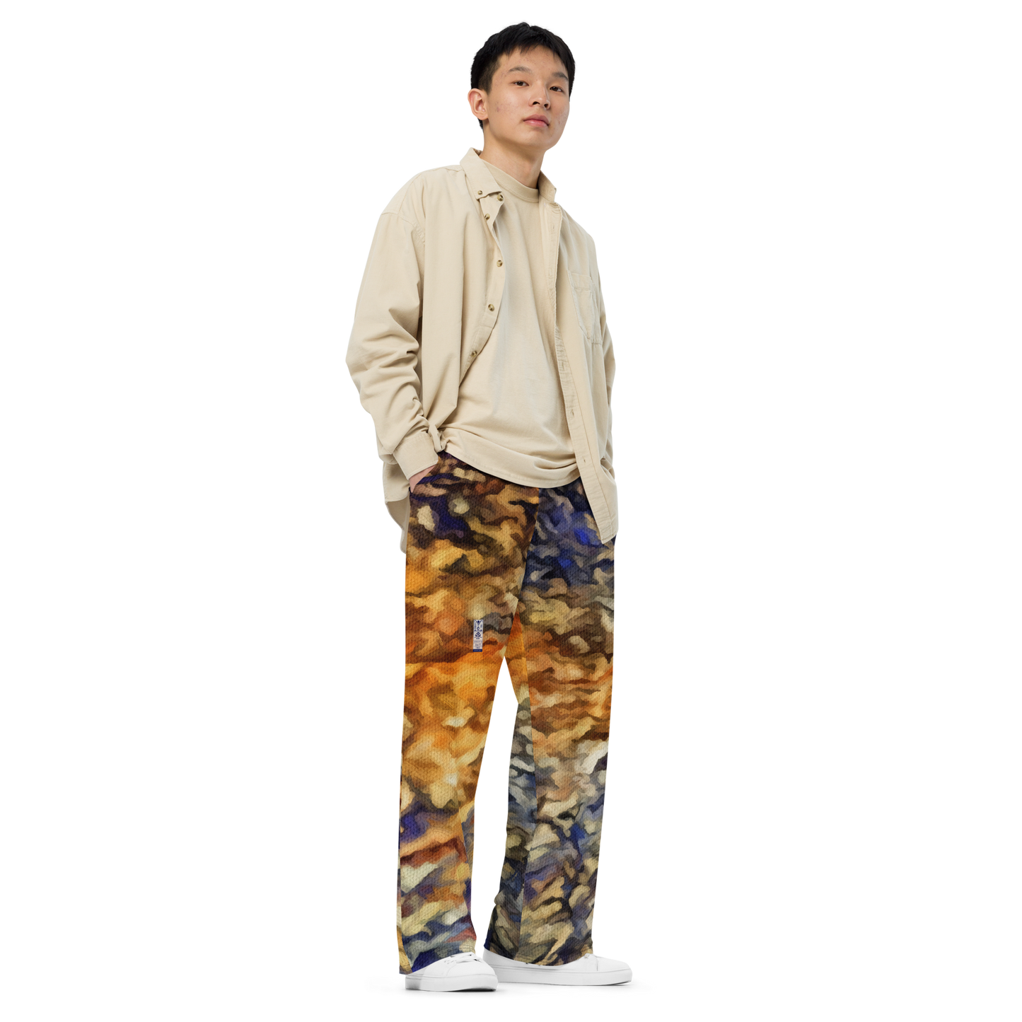 Unisex wide-leg pants 'Be Like The Cloud 3/7' artist-authorised edition of original artwork by Enmempin N. Midelobo
