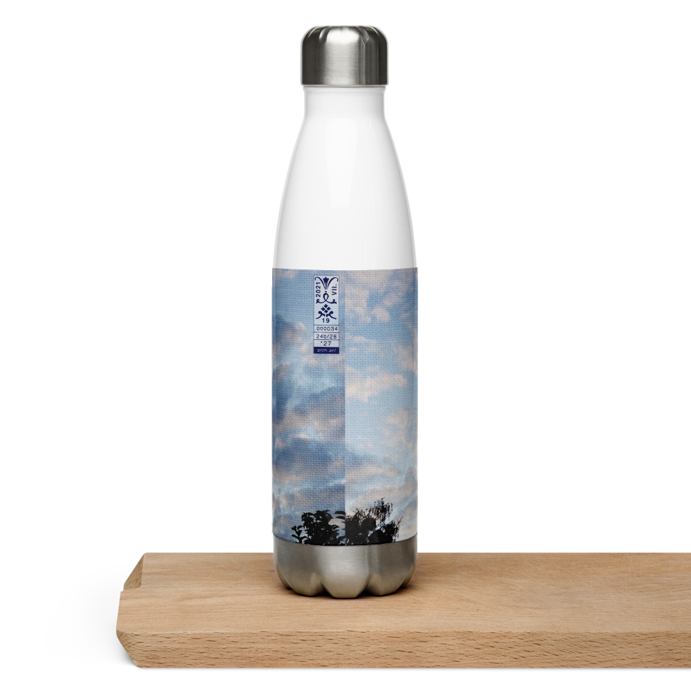 Stainless Steel Water Bottle 'Fractal Skies 24/28' artist-authorised edition of original artwork by Enmempin N. Midelobo