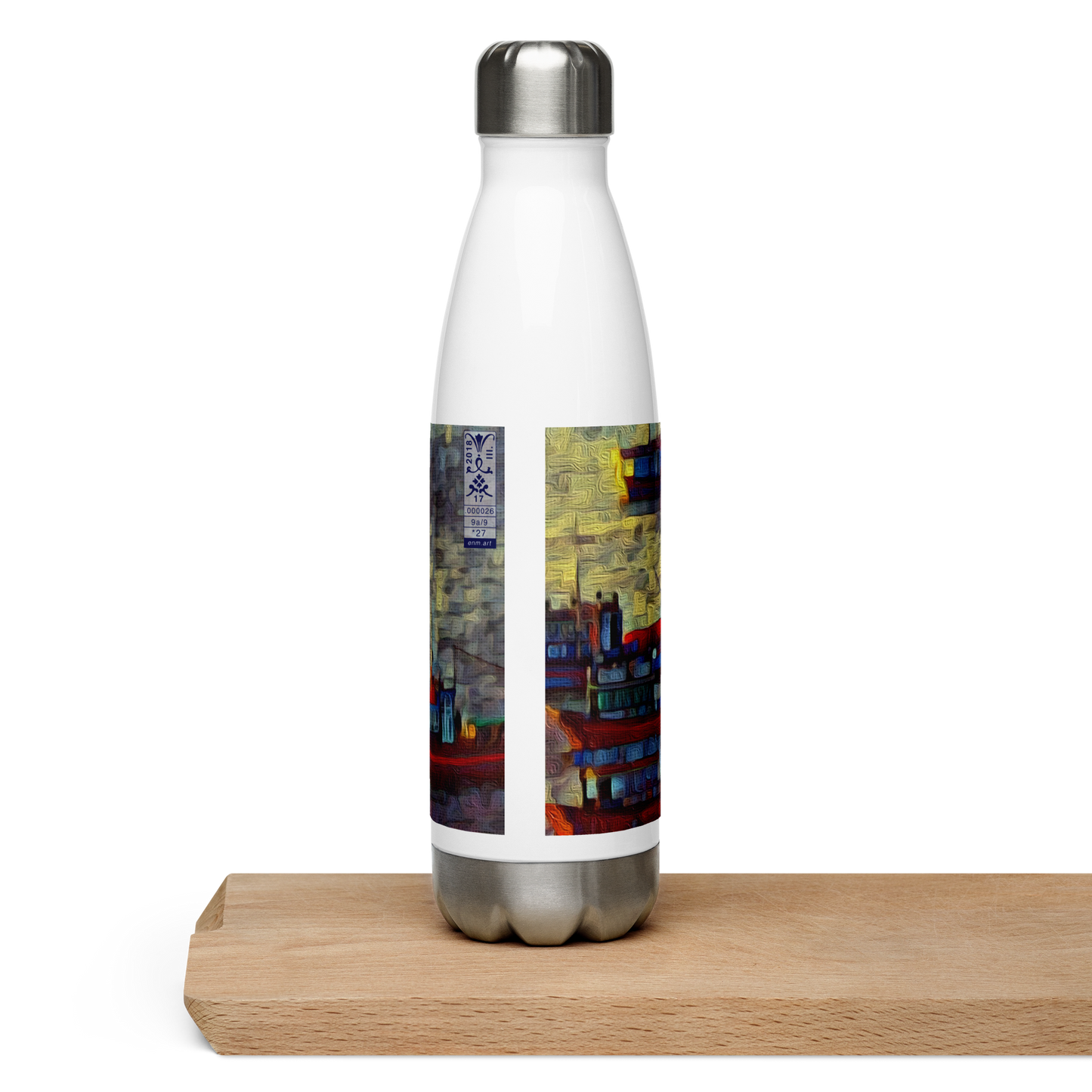 Stainless Steel Water Bottle Gone Fishing 9/9 artist-authorised edition of original artwork by Enmempin N. Midelobo