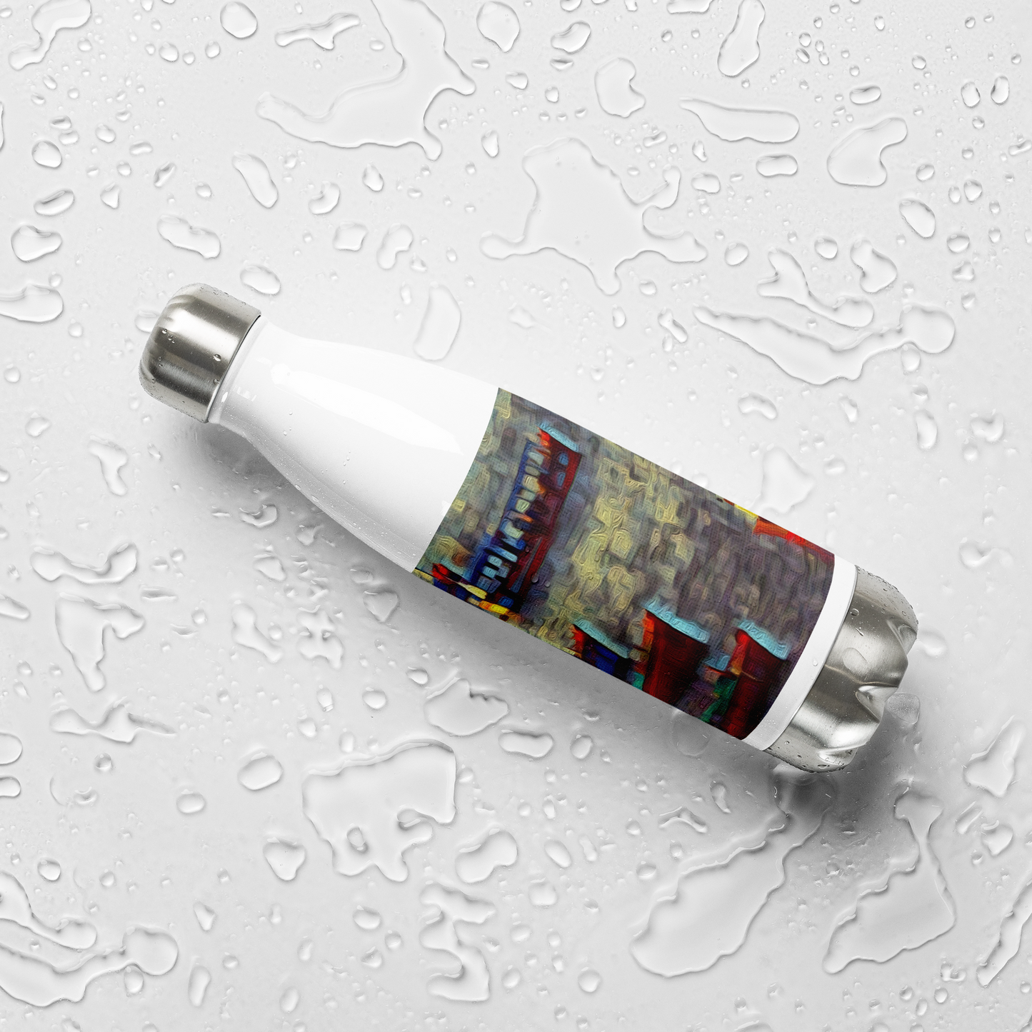 Stainless Steel Water Bottle Gone Fishing 9/9 artist-authorised edition of original artwork by Enmempin N. Midelobo