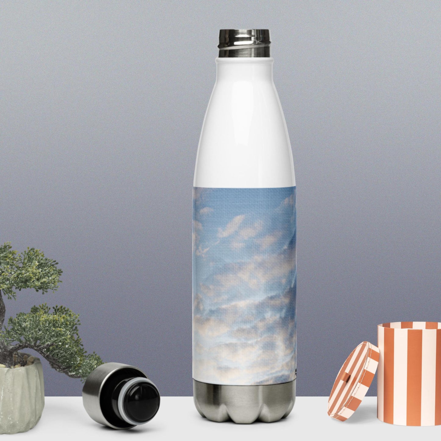 Stainless Steel Water Bottle 'Fractal Skies 24/28' artist-authorised edition of original artwork by Enmempin N. Midelobo