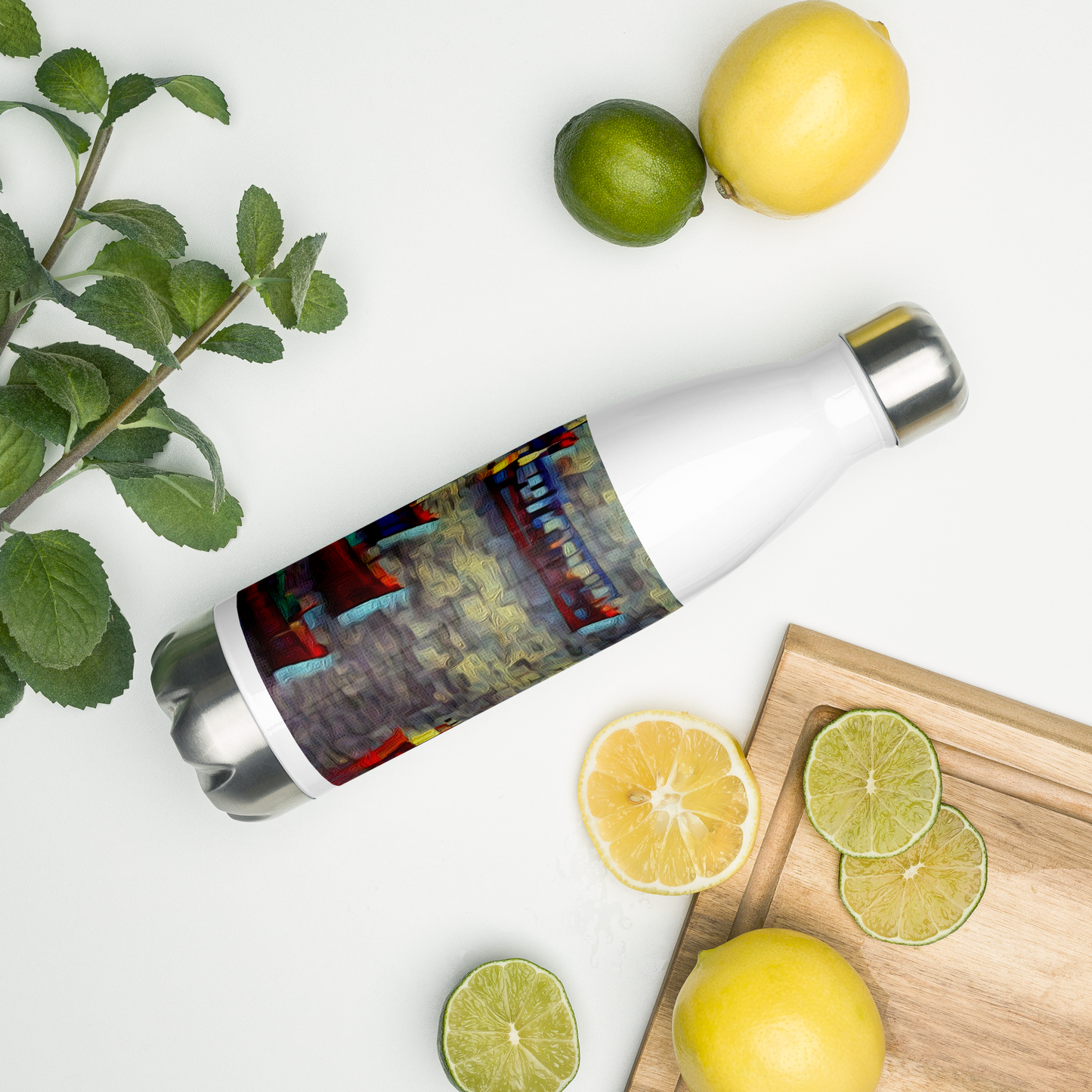 Stainless Steel Water Bottle Gone Fishing 9/9 artist-authorised edition of original artwork by Enmempin N. Midelobo