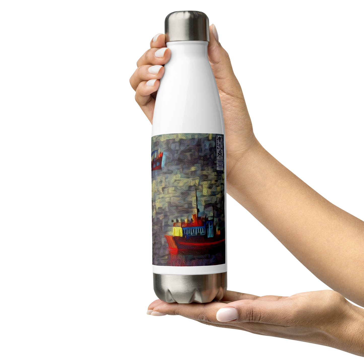 Stainless Steel Water Bottle Gone Fishing 9/9 artist-authorised edition of original artwork by Enmempin N. Midelobo