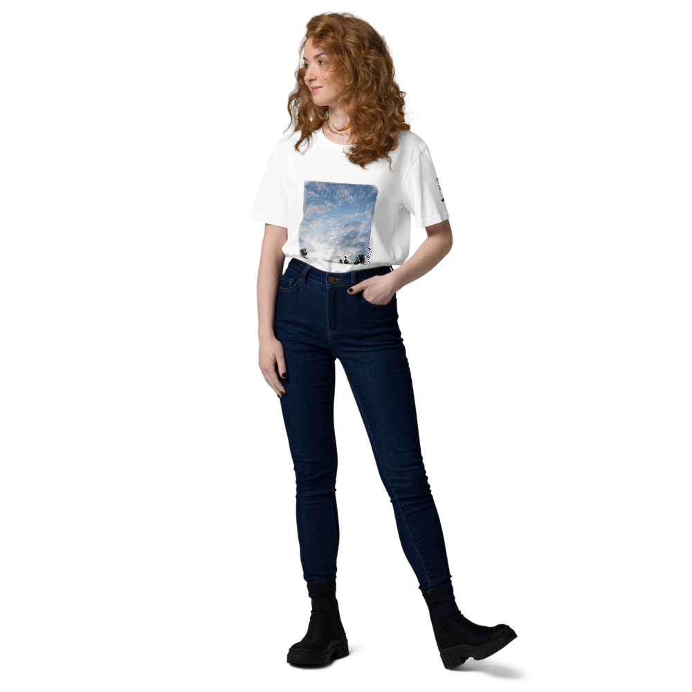 Unisex organic cotton t-shirt 'Fractal Skies 24/28' artist-authorised edition of original artwork by Enmempin N. Midelobo