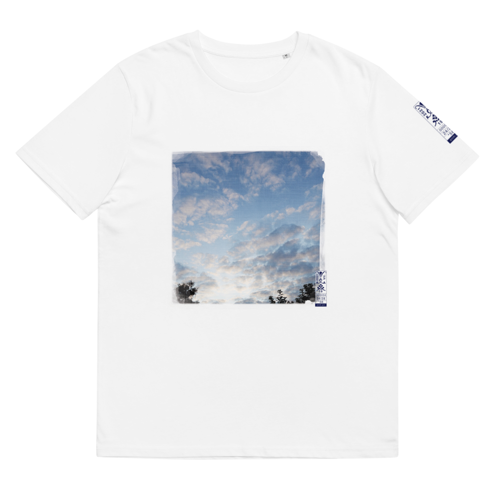 Unisex organic cotton t-shirt 'Fractal Skies 24/28' artist-authorised edition of original artwork by Enmempin N. Midelobo