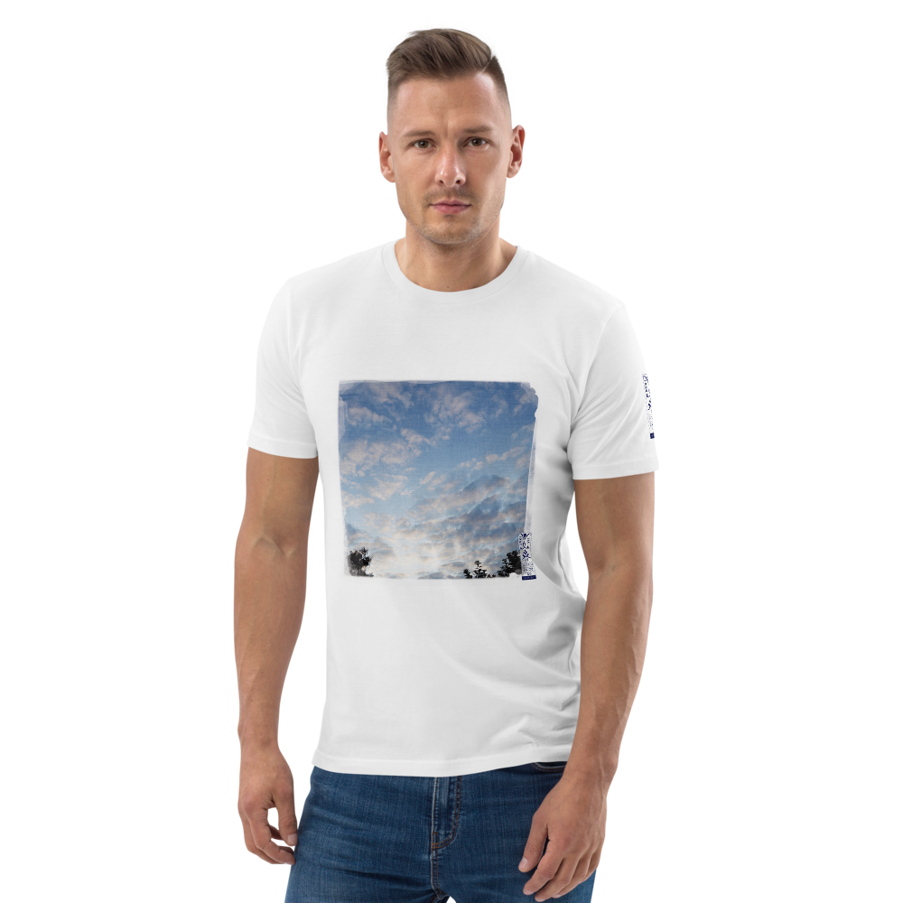 Unisex organic cotton t-shirt 'Fractal Skies 24/28' artist-authorised edition of original artwork by Enmempin N. Midelobo