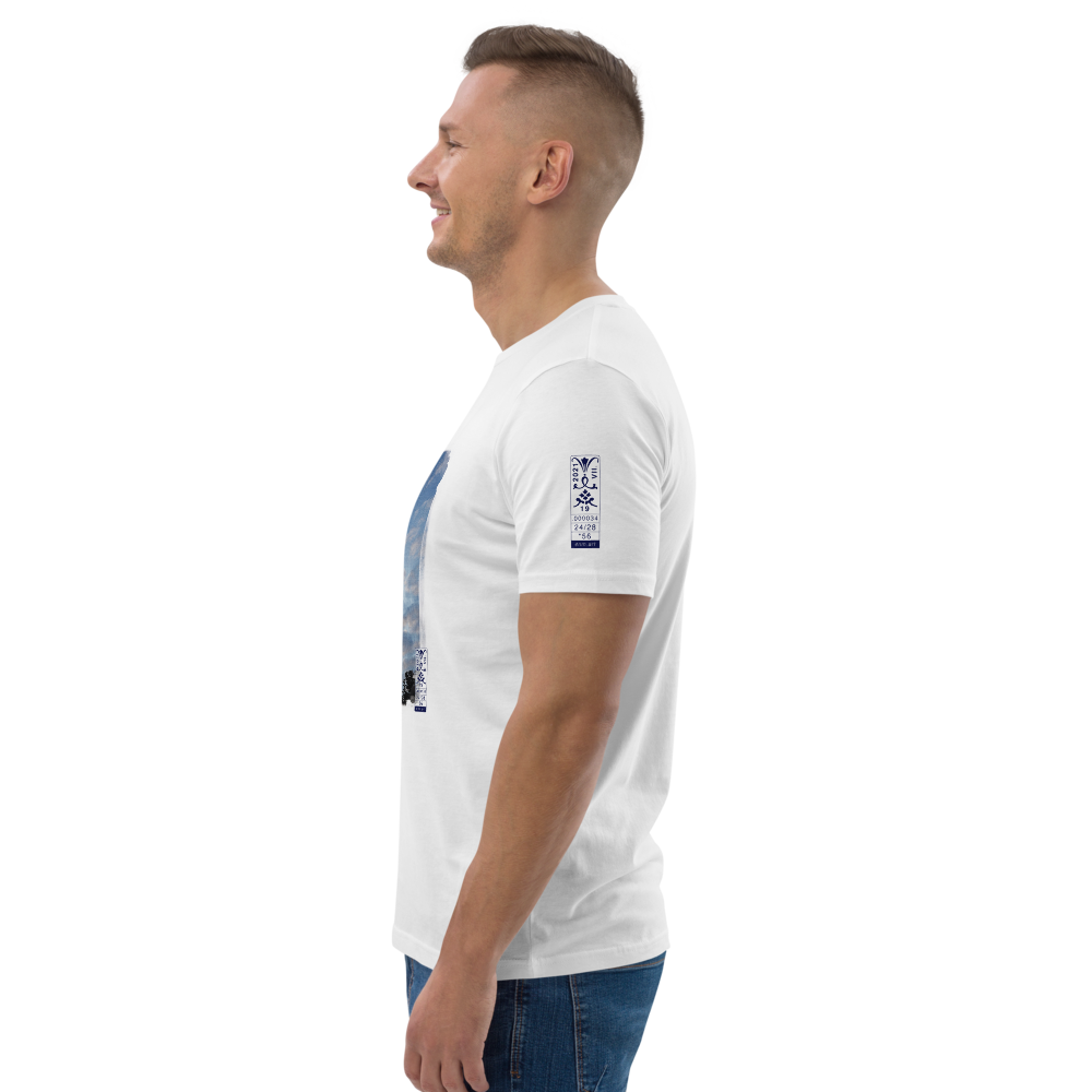 Unisex organic cotton t-shirt 'Fractal Skies 24/28' artist-authorised edition of original artwork by Enmempin N. Midelobo