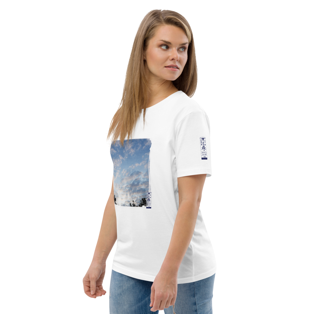 Unisex organic cotton t-shirt 'Fractal Skies 24/28' artist-authorised edition of original artwork by Enmempin N. Midelobo