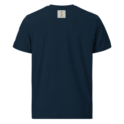 Unisex dark blue organic cotton t-shirt 'Just Seeing (thumb)' artist-authorised edition of original artwork by Enmempin N. Midelobo