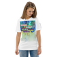 Unisex white organic cotton t-shirt 'Just Seeing (thumb)' artist-authorised edition of original artwork by Enmempin N. Midelobo